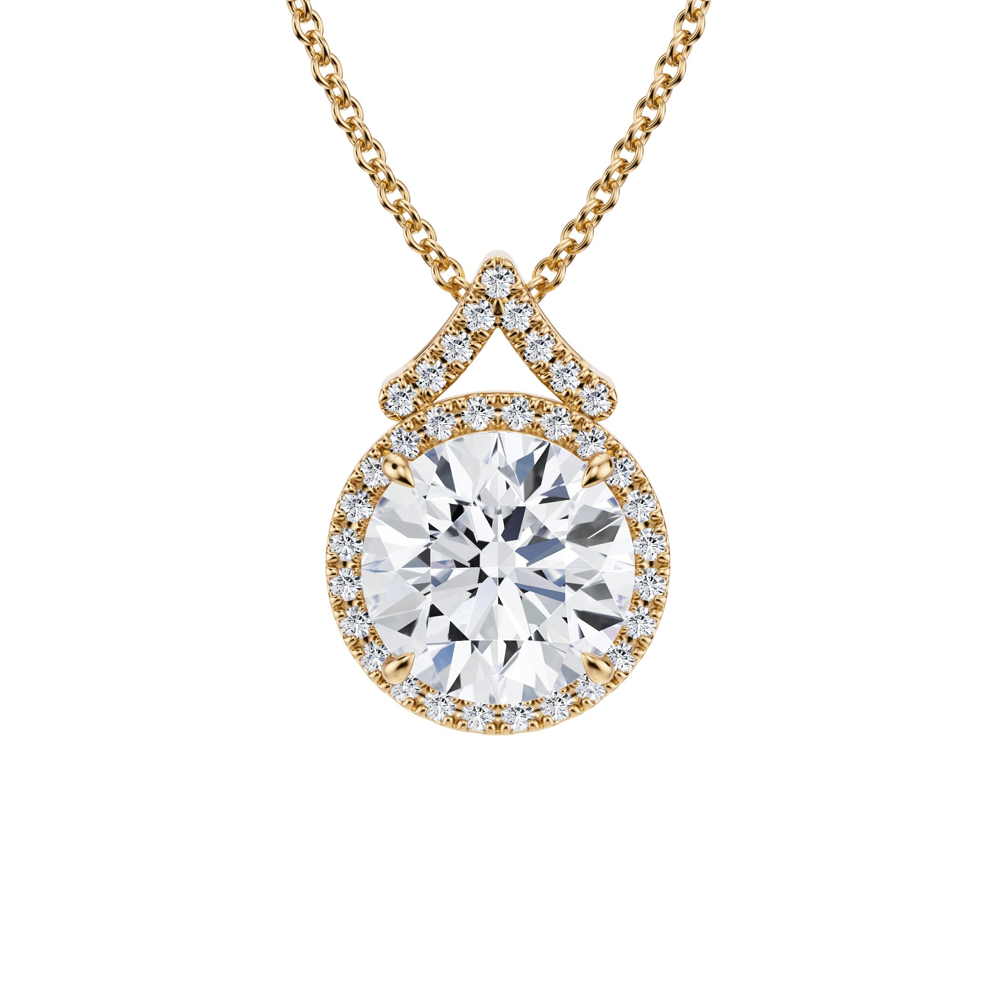 2 Carat Round Halo Pendants - Michael Gabriels