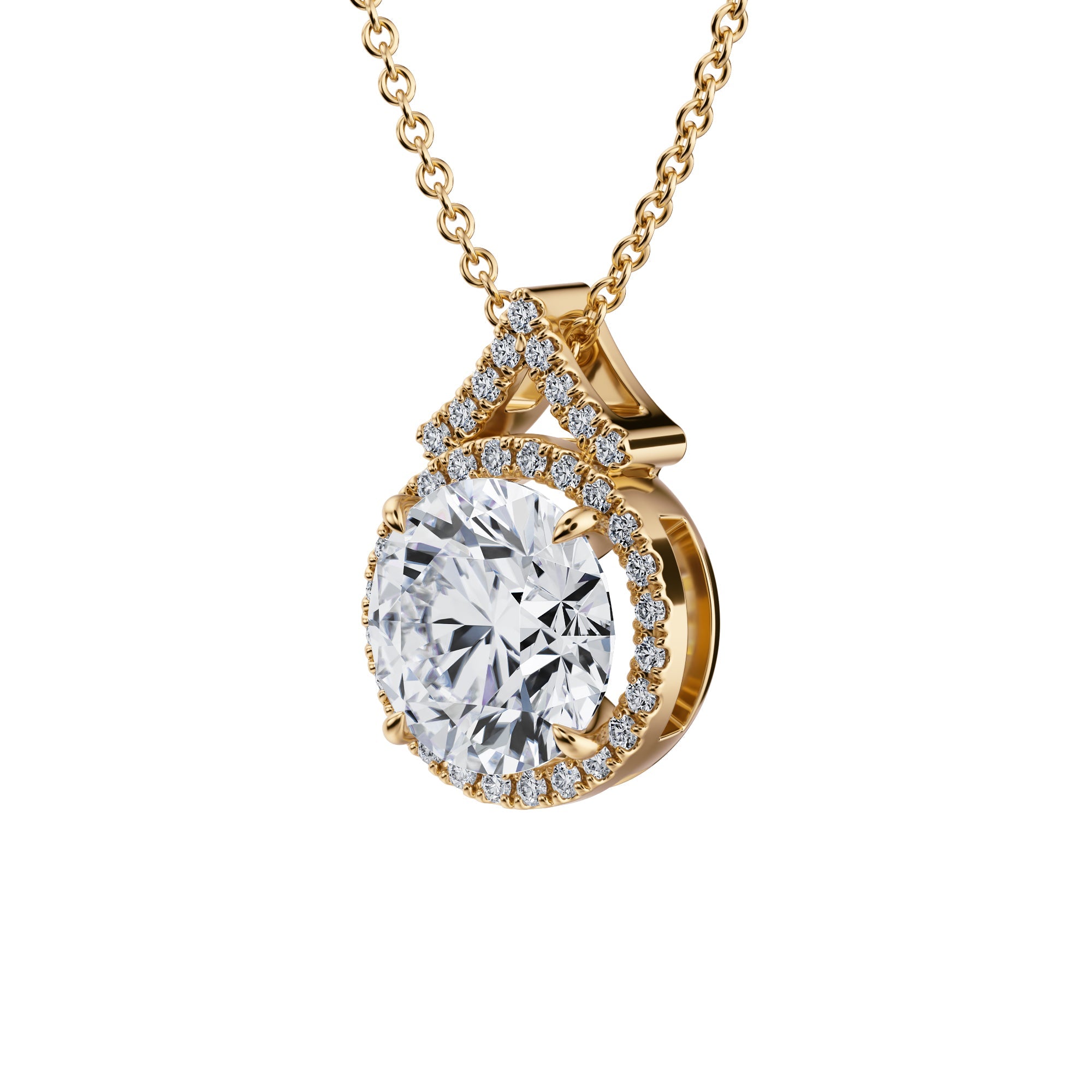 2 Carat Round Halo Pendants - Michael Gabriels