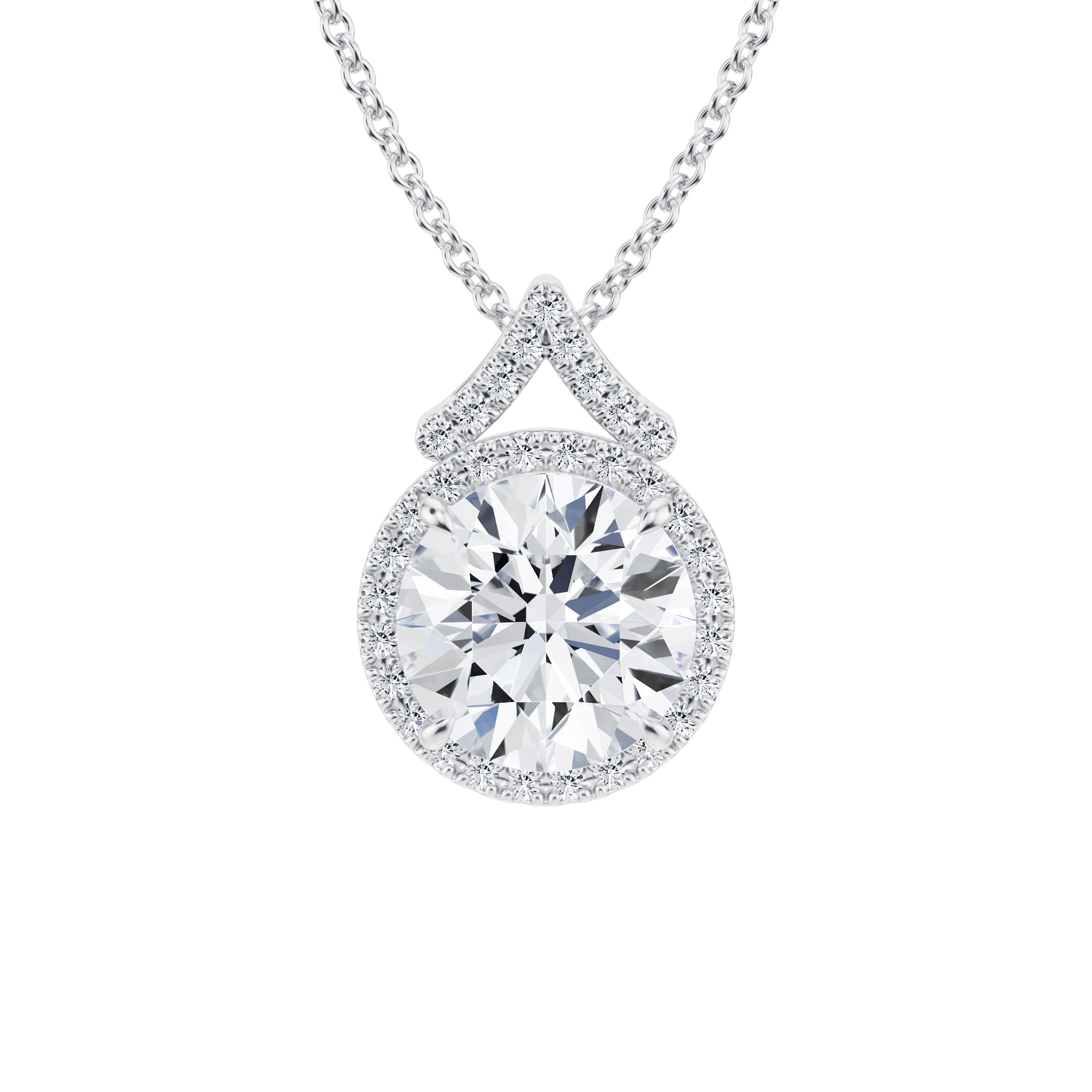 2 Carat Round Halo Pendants - Michael Gabriels