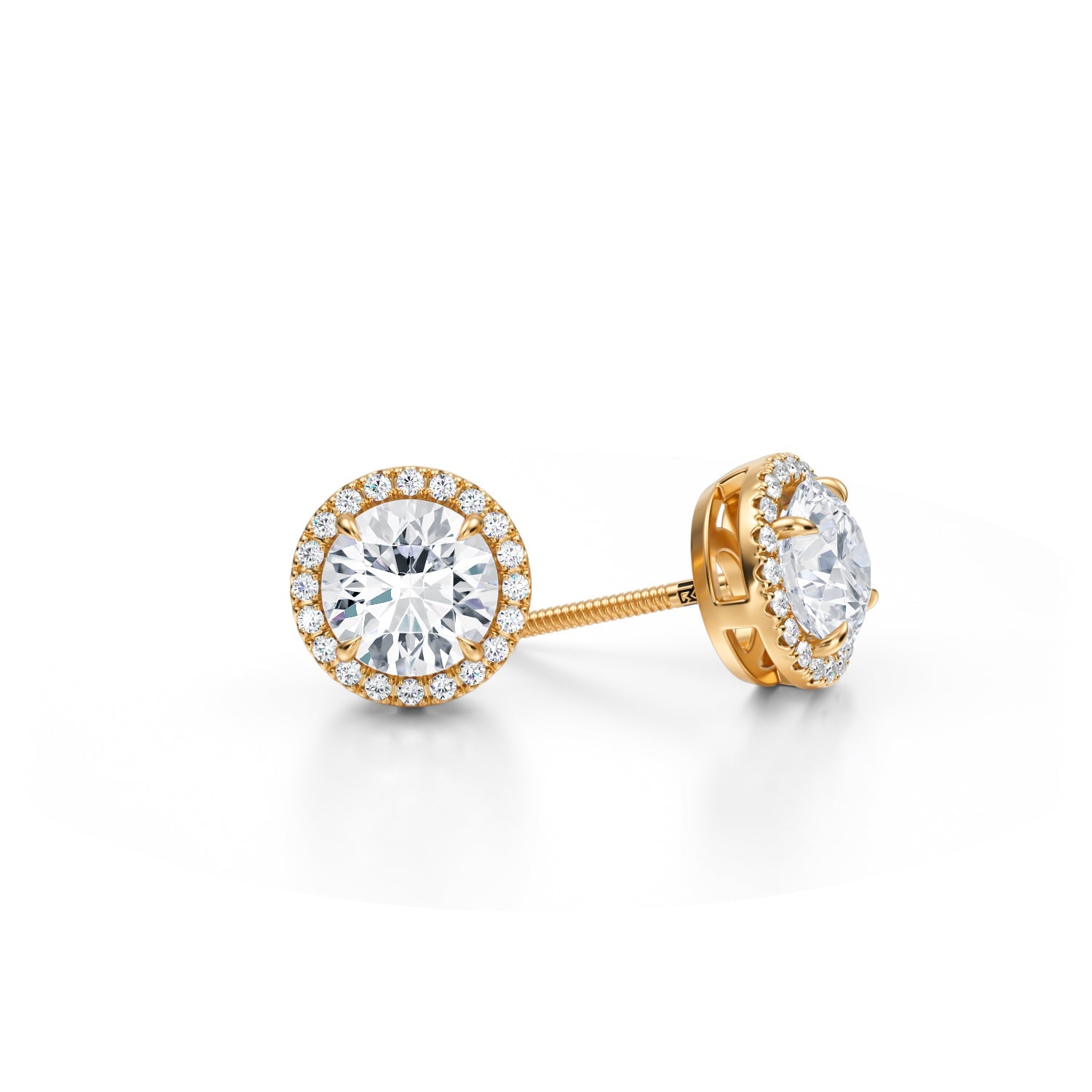2 Carat Round Halo Stud Earrings - Michael Gabriels