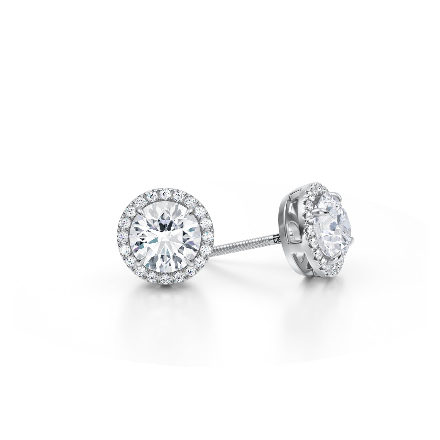 2 Carat Round Halo Stud Earrings - Michael Gabriels