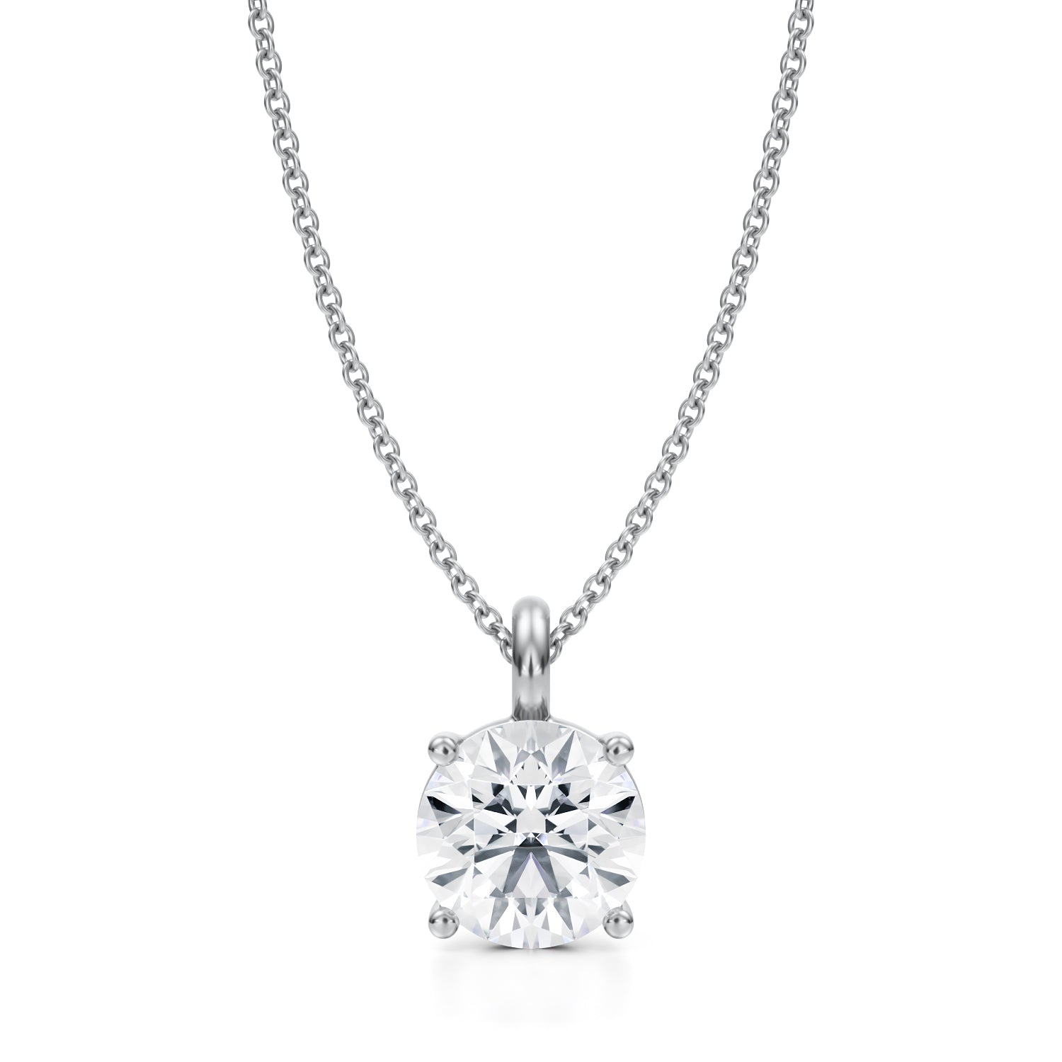 2 Carat Round Lab Grown Diamond Solitaire Pendant - Michael Gabriels