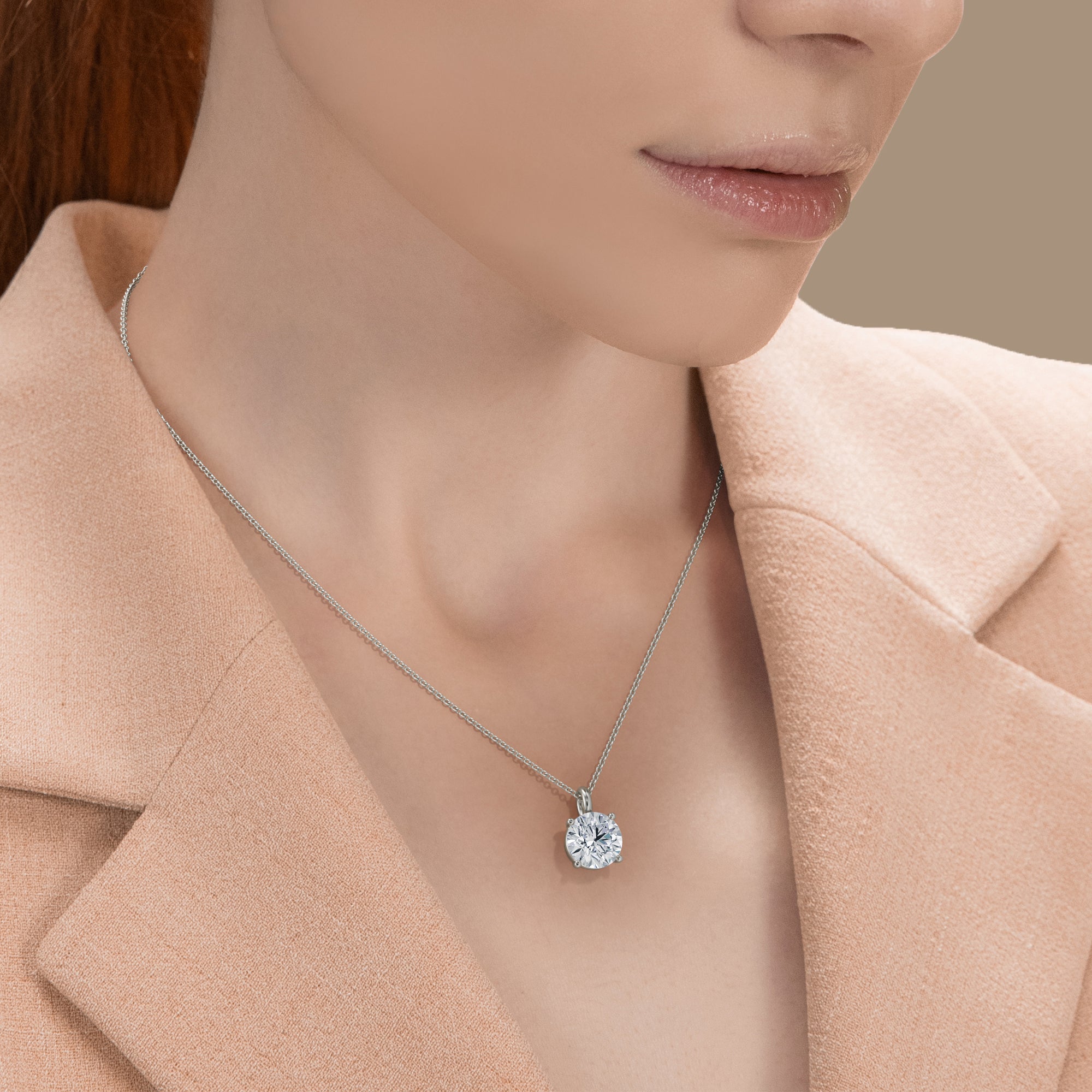 2 Carat Round Lab Grown Diamond Solitaire Pendant - Michael Gabriels