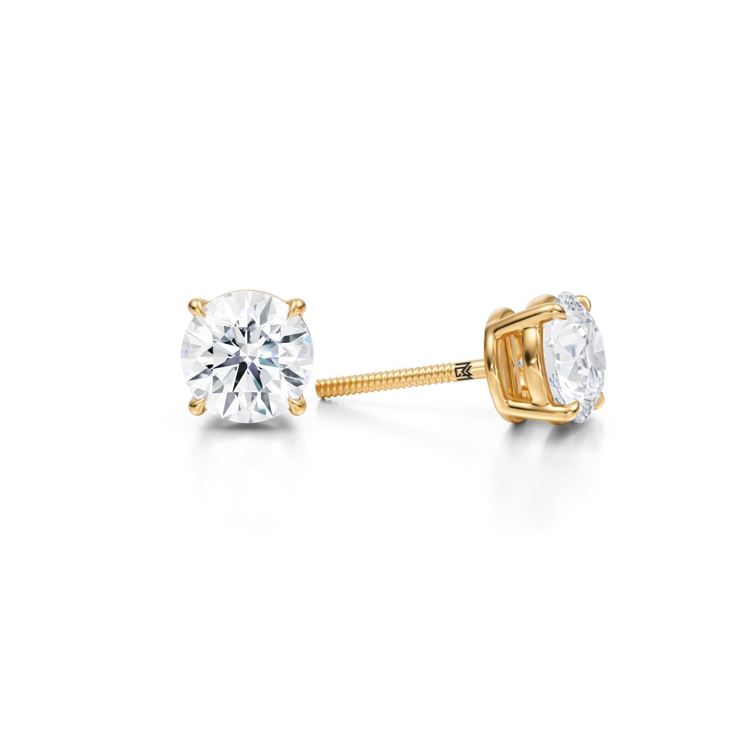 2 Carat Total Weight Round Lab Grown Diamond Stud Earrings (Certified F VS1) - Michael Gabriels
