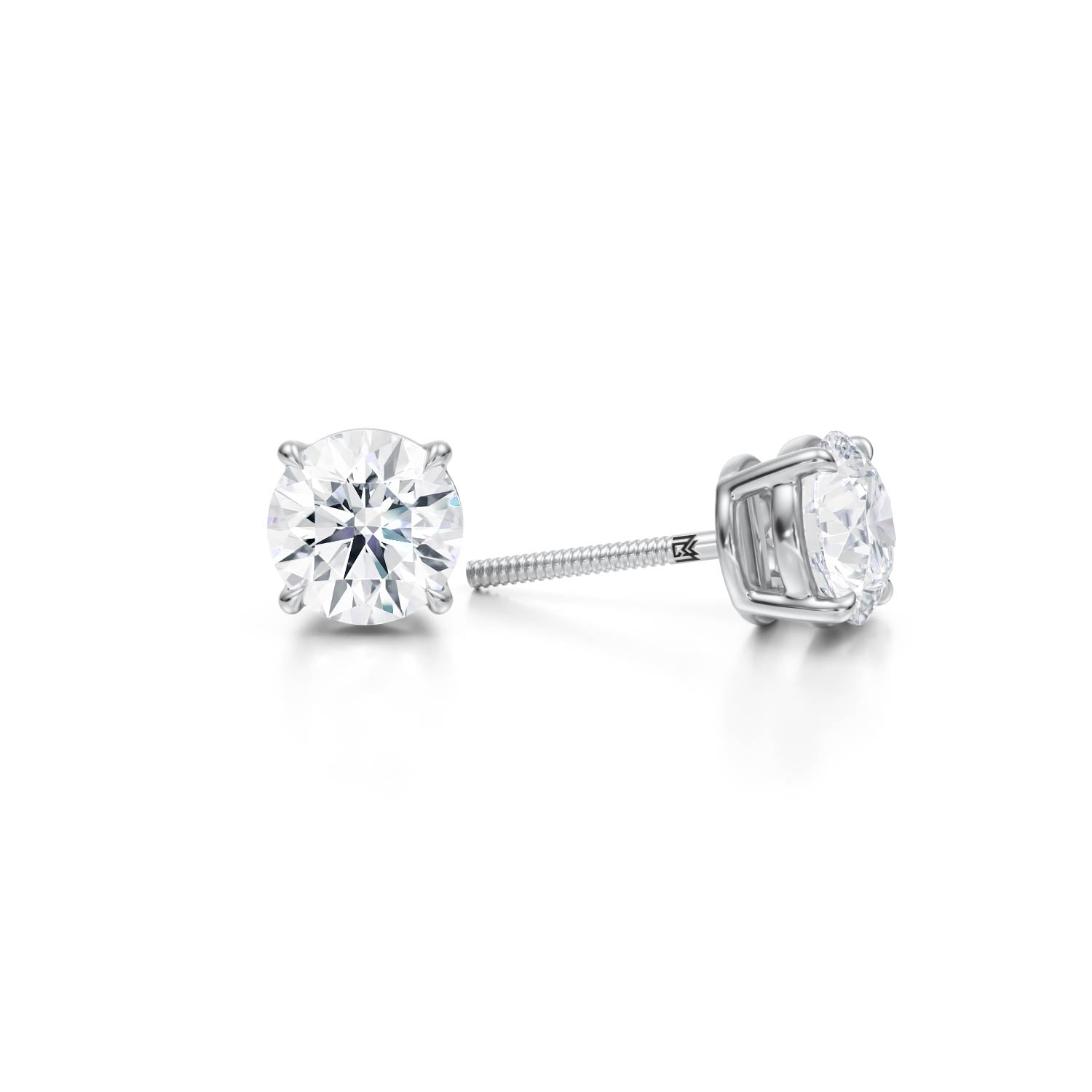 2 Carat Total Weight Round Lab Grown Diamond Stud Earrings (Certified F VS1) - Michael Gabriels