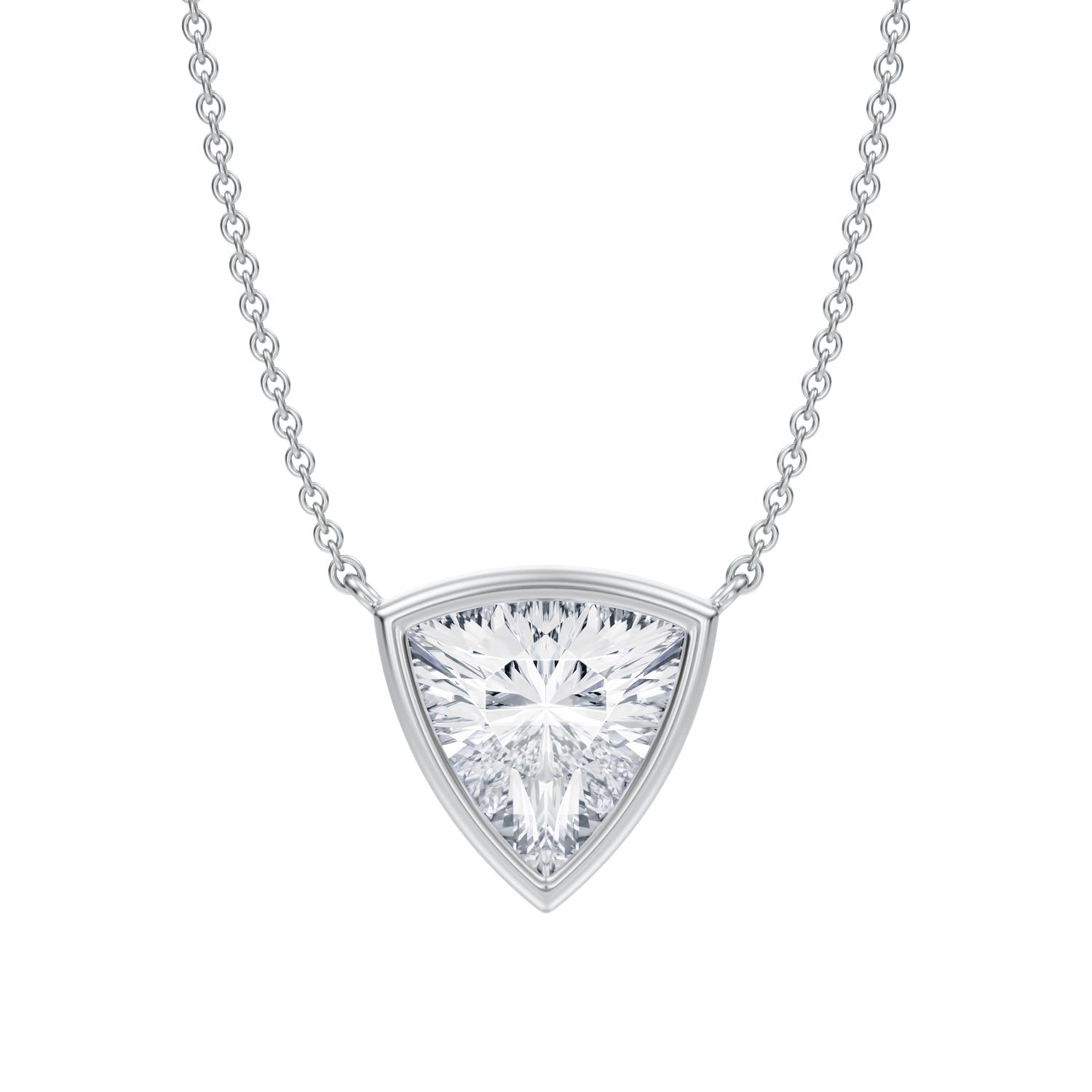 2 Carat Trillion Bezel Solitaire Pendant Necklace - Michael Gabriels