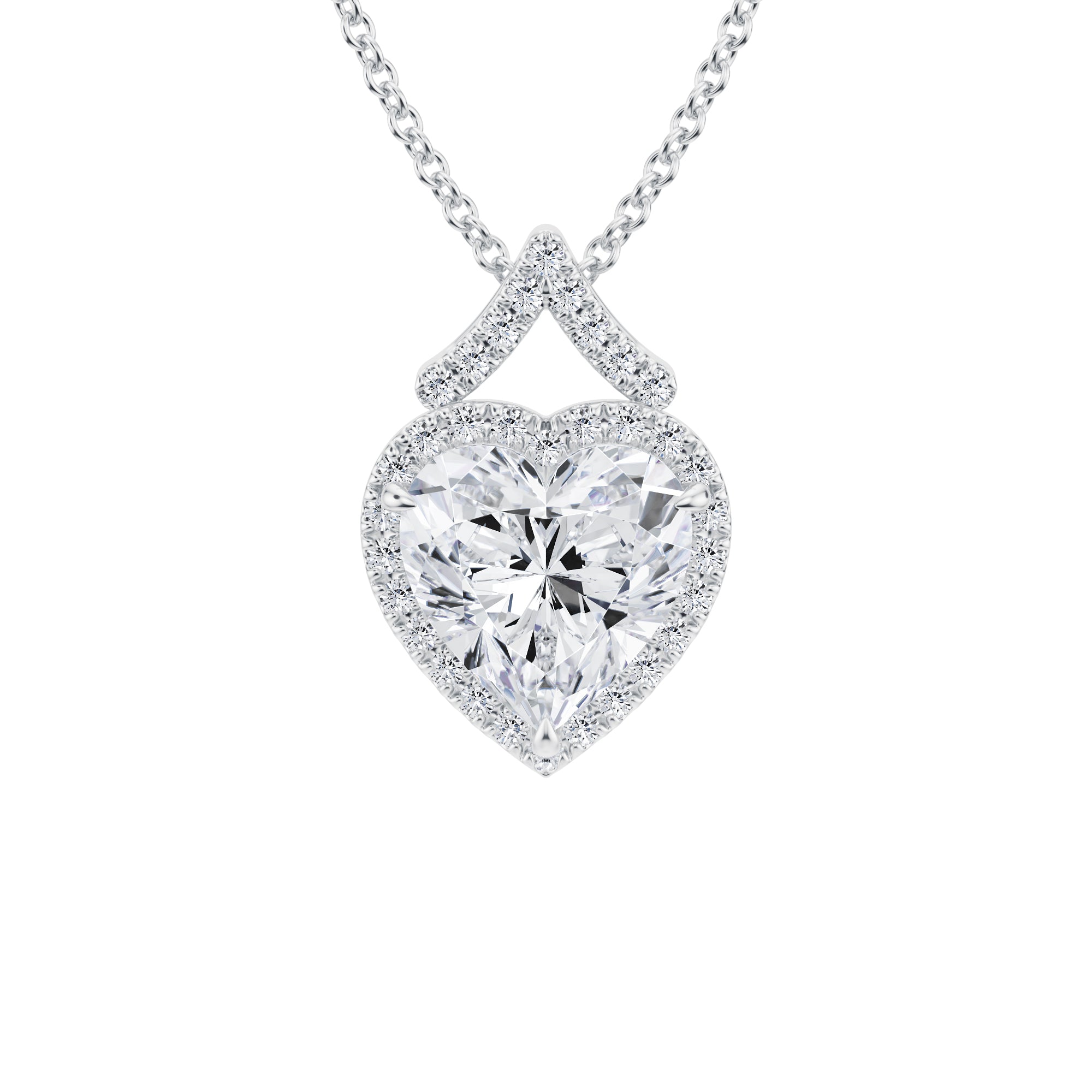 2 Cttw. Heart Shape Halo Pendant - Michael Gabriels