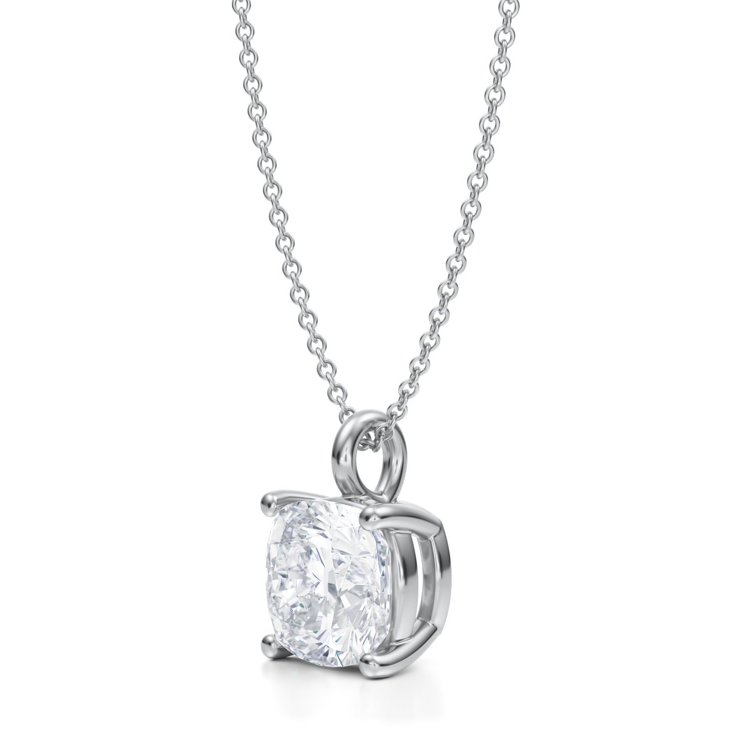 3 1/2 Carat Cushion Lab Grown Diamond Solitaire Pendant - Michael Gabriels