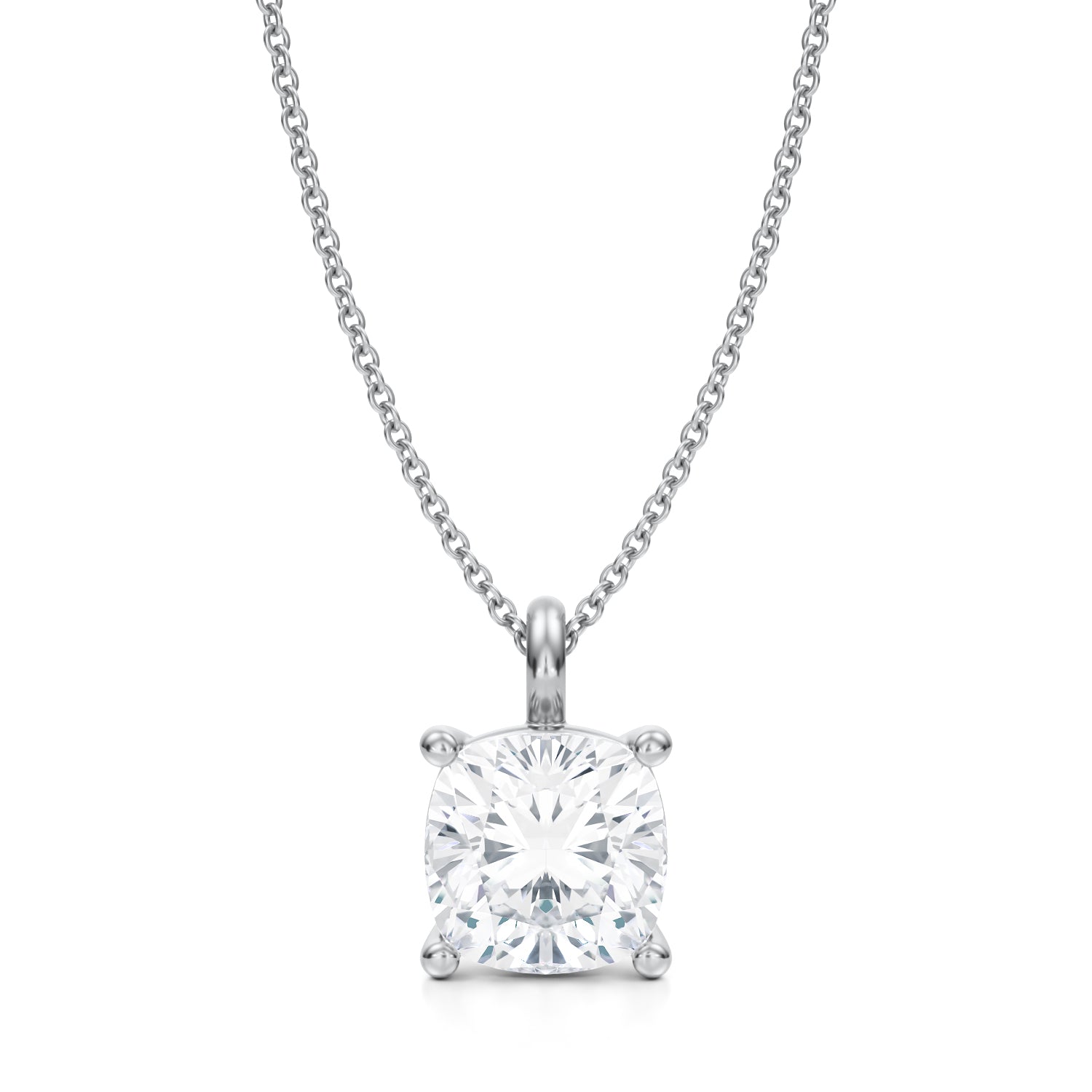 3 1/2 Carat Cushion Lab Grown Diamond Solitaire Pendant - Michael Gabriels