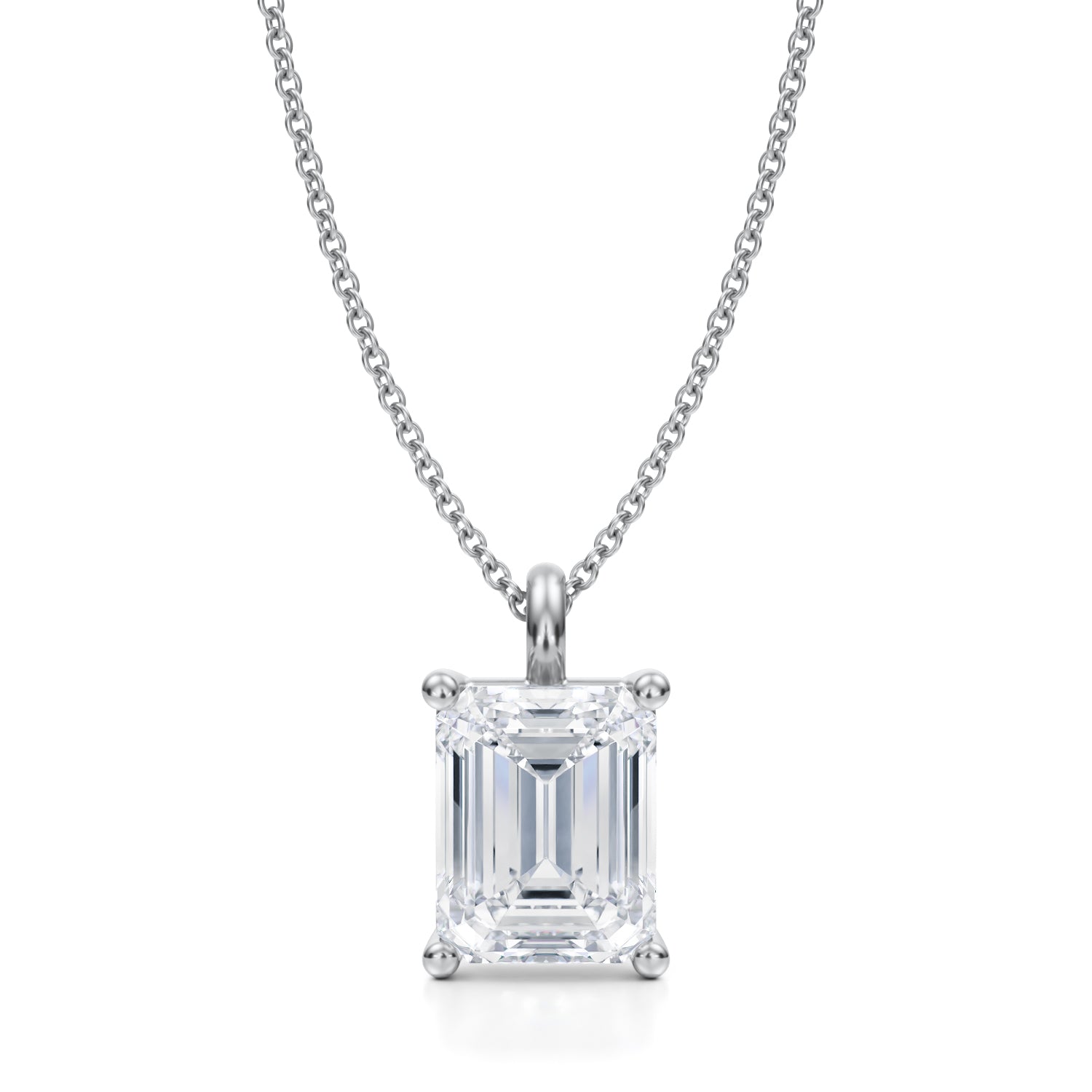 3 1/2 Carat Emerald Lab Grown Diamond Solitaire Pendant - Michael Gabriels