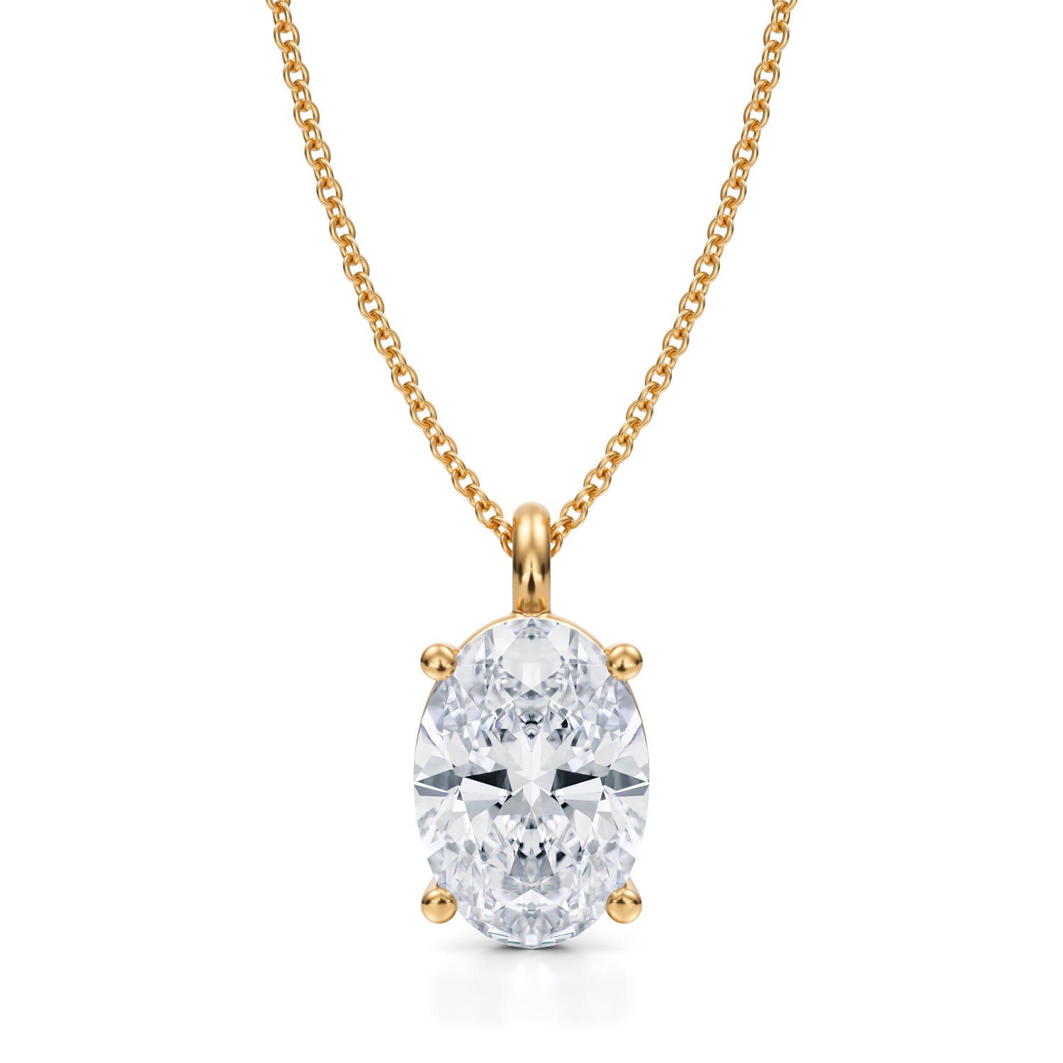 3 1/2 Carat Oval Lab Grown Diamond Solitaire Pendant - Michael Gabriels