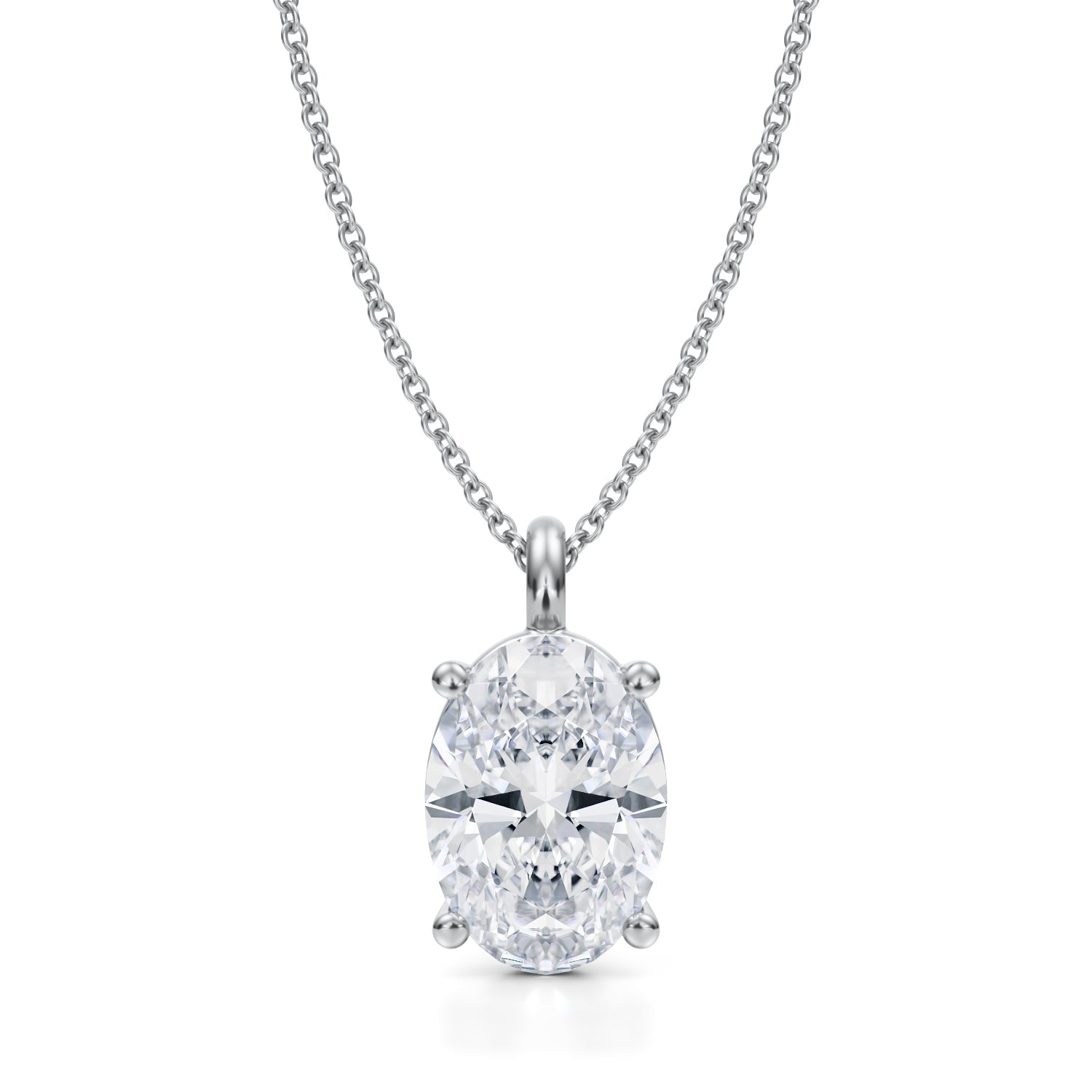 3 1/2 Carat Oval Lab Grown Diamond Solitaire Pendant - Michael Gabriels