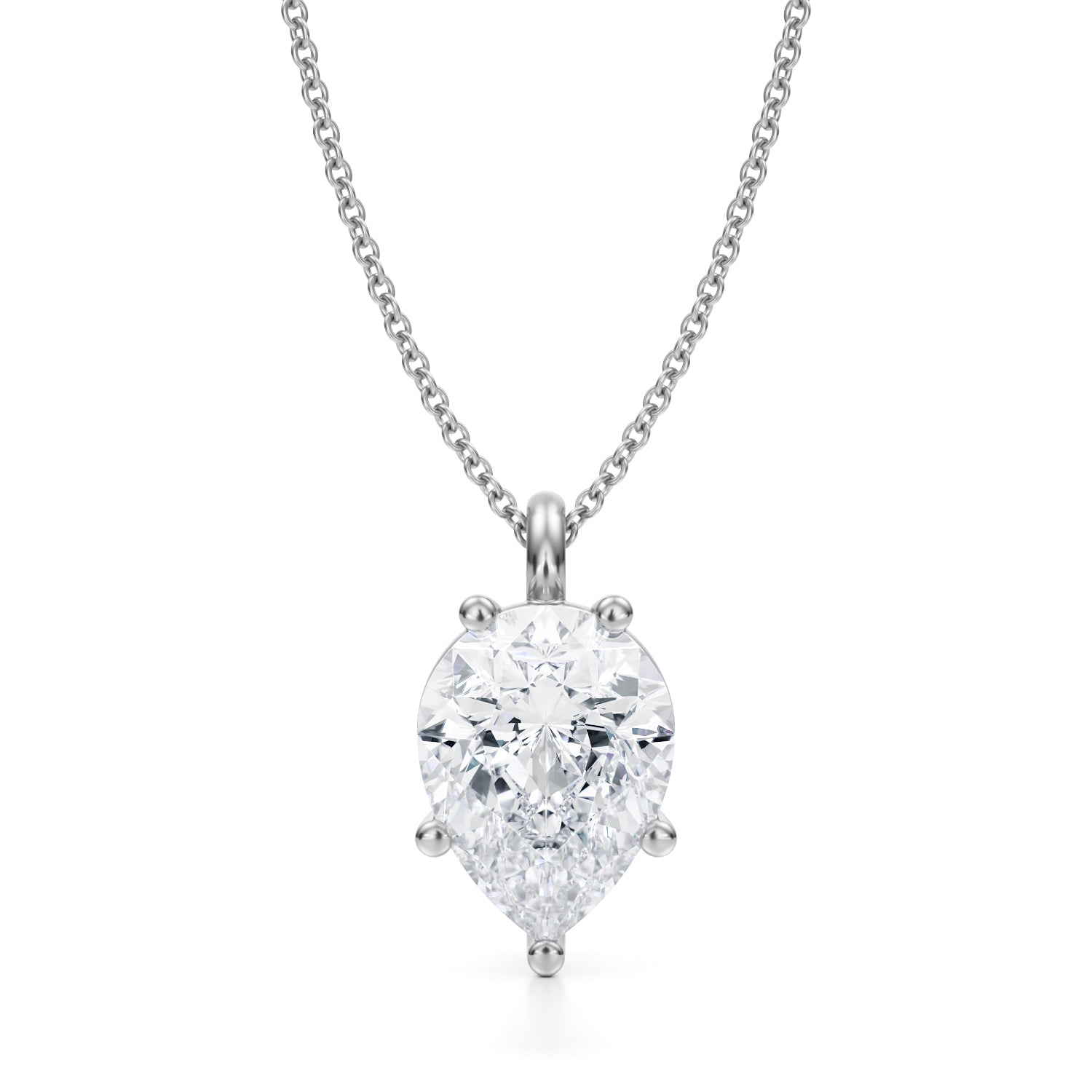 3 1/2 Carat Pear Lab Grown Diamond Solitaire Pendant - Michael Gabriels