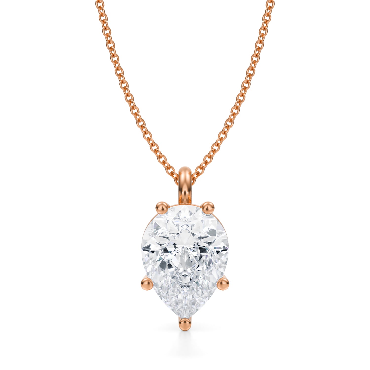 3 1/2 Carat Pear Lab Grown Diamond Solitaire Pendant - Michael Gabriels