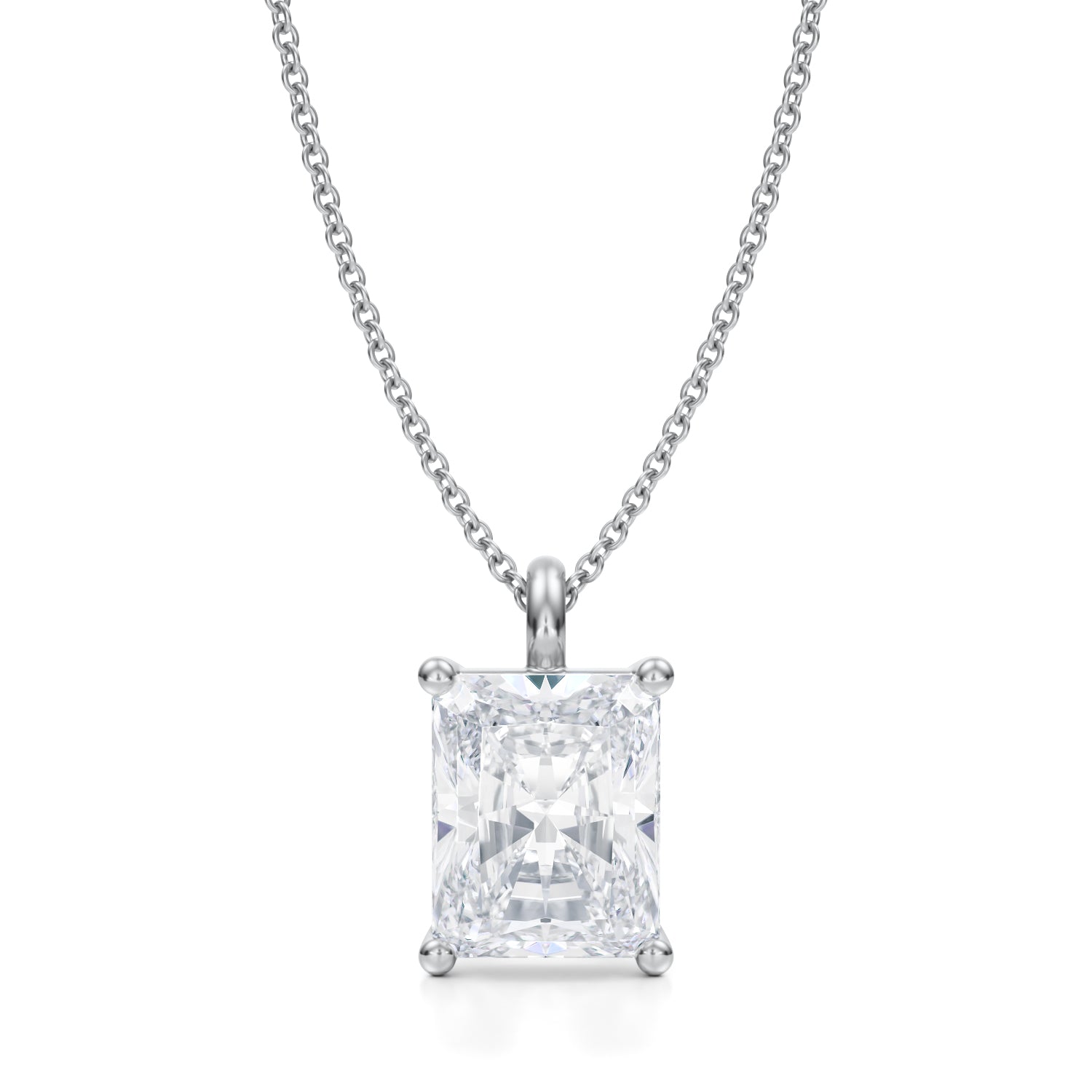 3 1/2 Carat Radiant Lab Grown Diamond Solitaire Pendant - Michael Gabriels