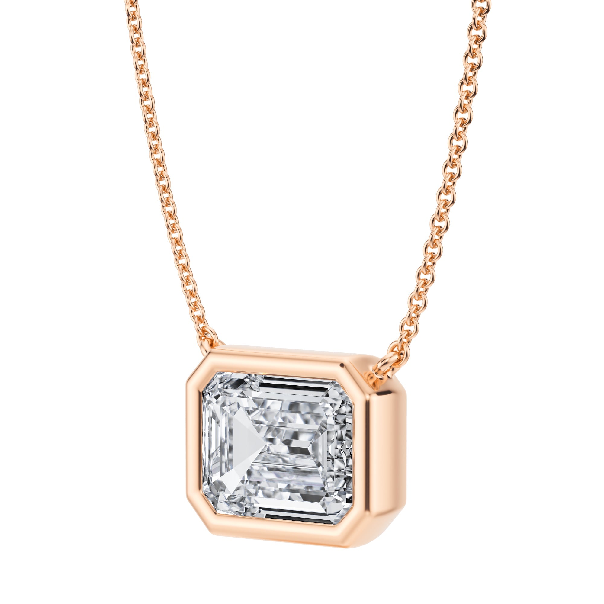 3.5 Carat Emerald Bezel Solitaire Pendant Necklace - Michael Gabriels