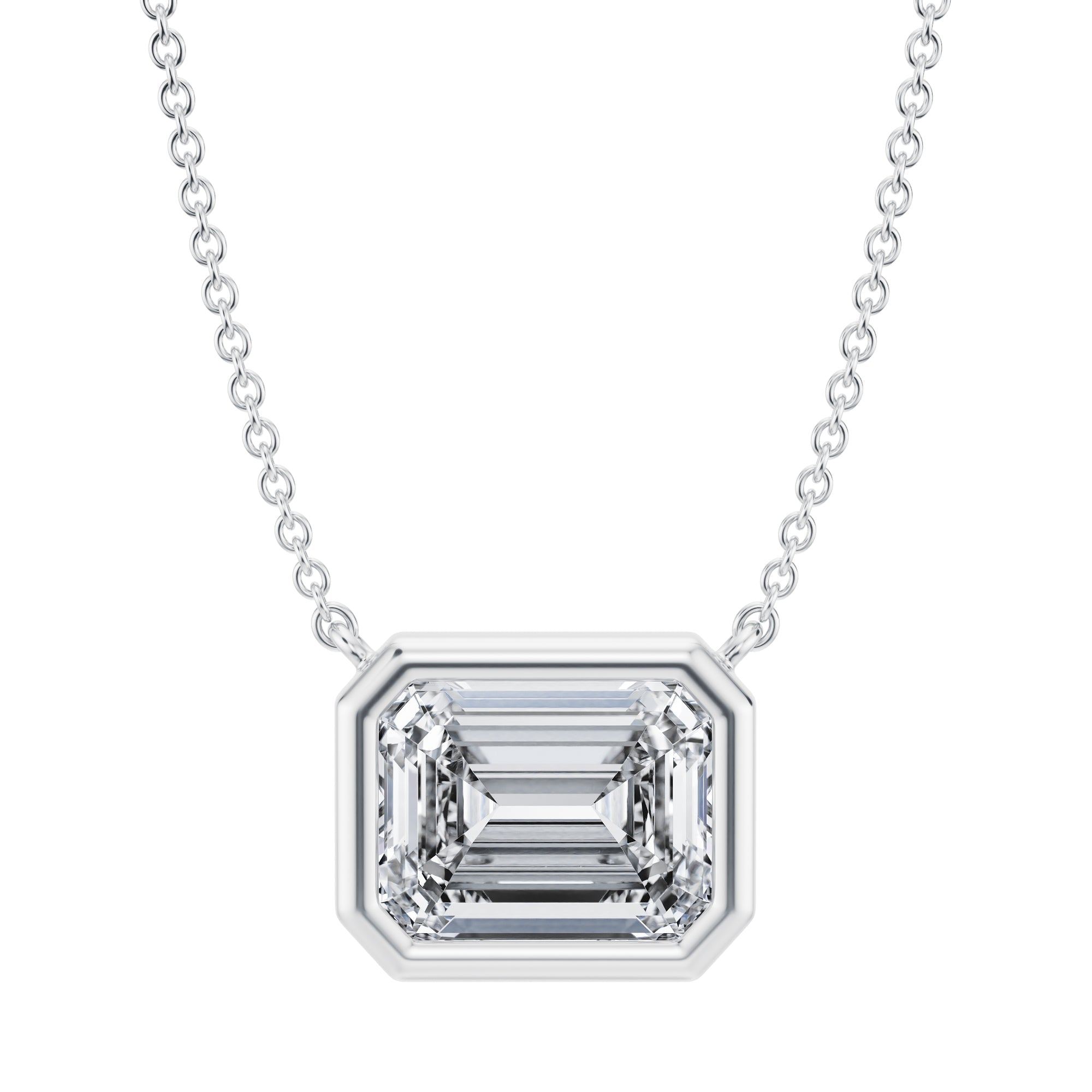 3.5 Carat Emerald Bezel Solitaire Pendant Necklace - Michael Gabriels