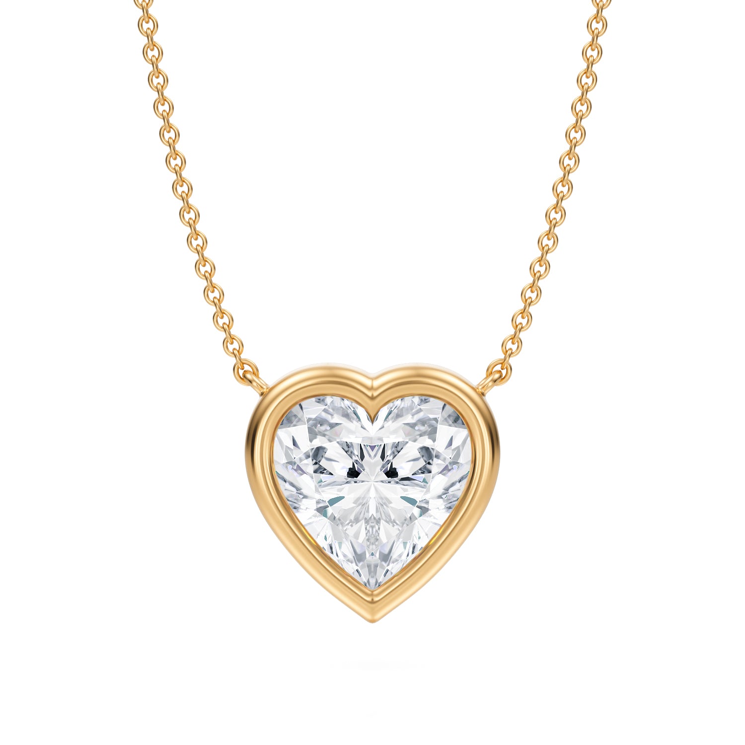 3.5 Carat Heart Shape Bezel Solitaire Pendant Necklace - Michael Gabriels