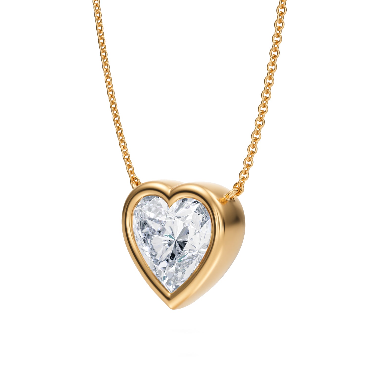 3.5 Carat Heart Shape Bezel Solitaire Pendant Necklace - Michael Gabriels