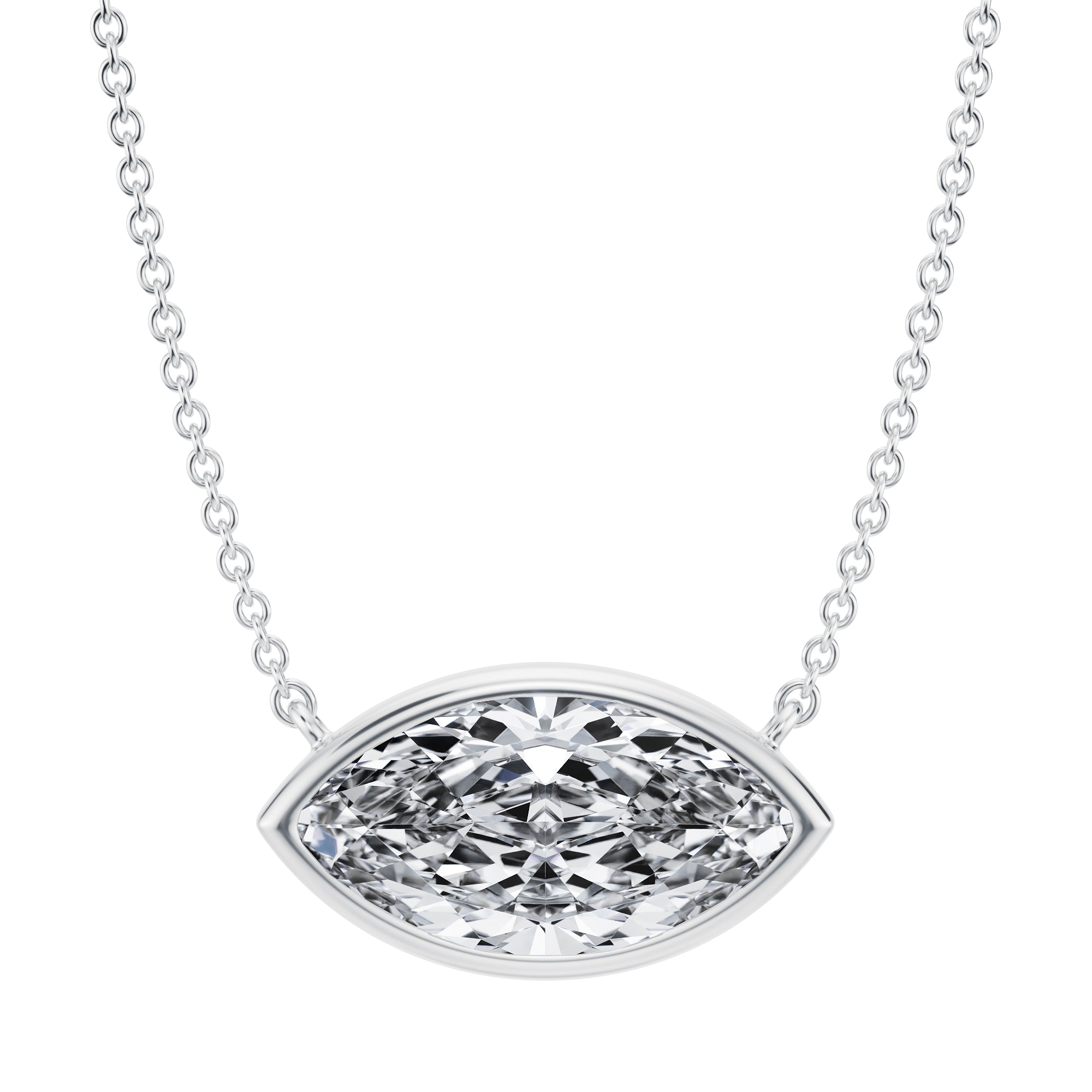 3.5 Carat Marquise Bezel Solitaire Pendant Necklace - Michael Gabriels