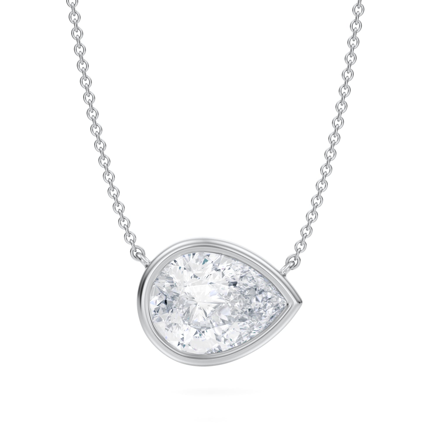 3.5 Carat Pear Bezel Solitaire Pendant Necklace - Michael Gabriels