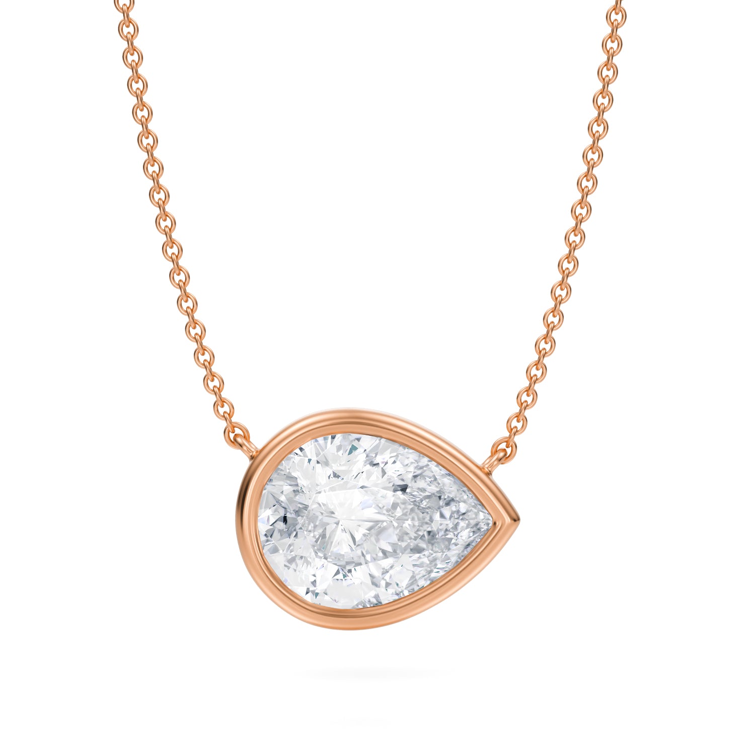 3.5 Carat Pear Bezel Solitaire Pendant Necklace - Michael Gabriels