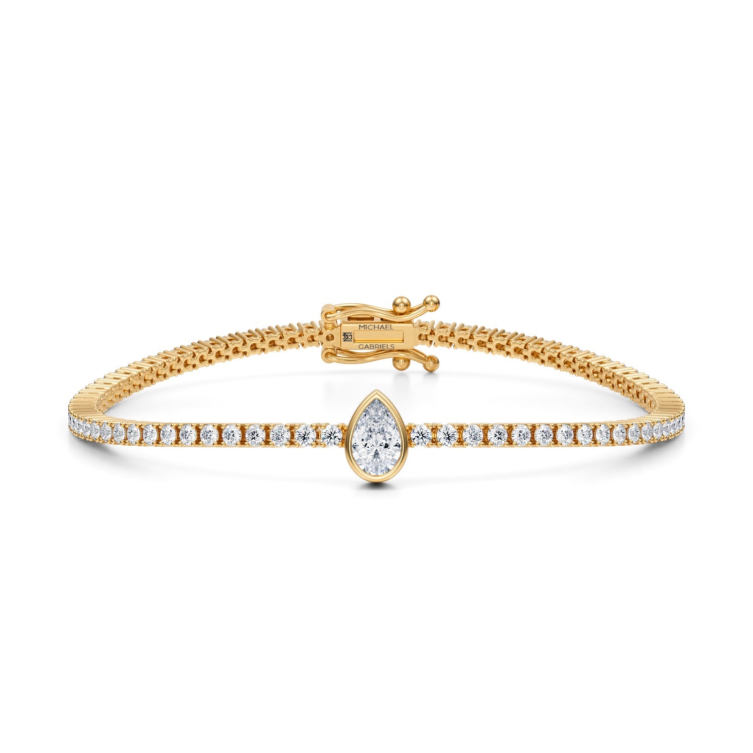 3.5 Carat Pear Single Station Tennis Bracelet - Michael Gabriels