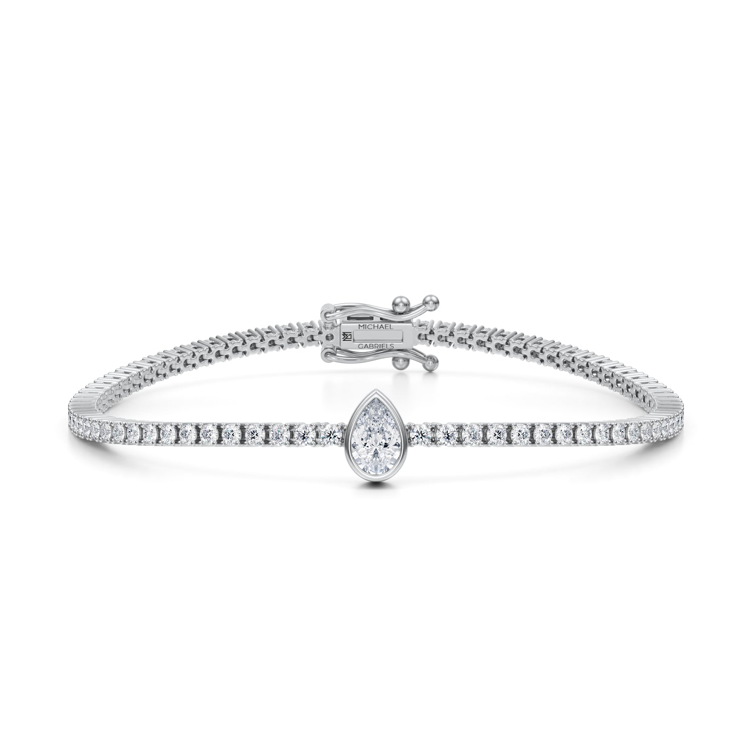3.5 Carat Pear Single Station Tennis Bracelet - Michael Gabriels