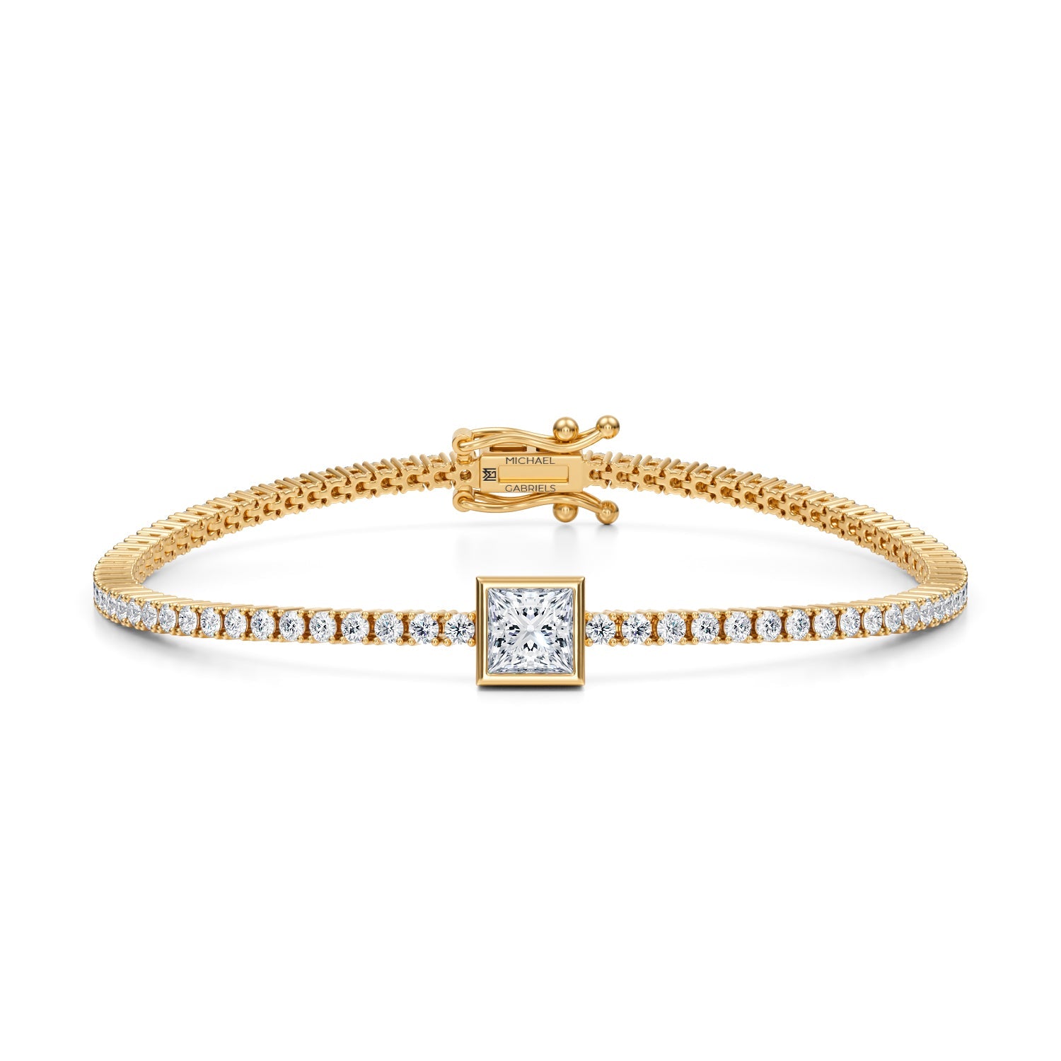 3.5 Carat Princess Cut Single Station Tennis Bracelet - Michael Gabriels