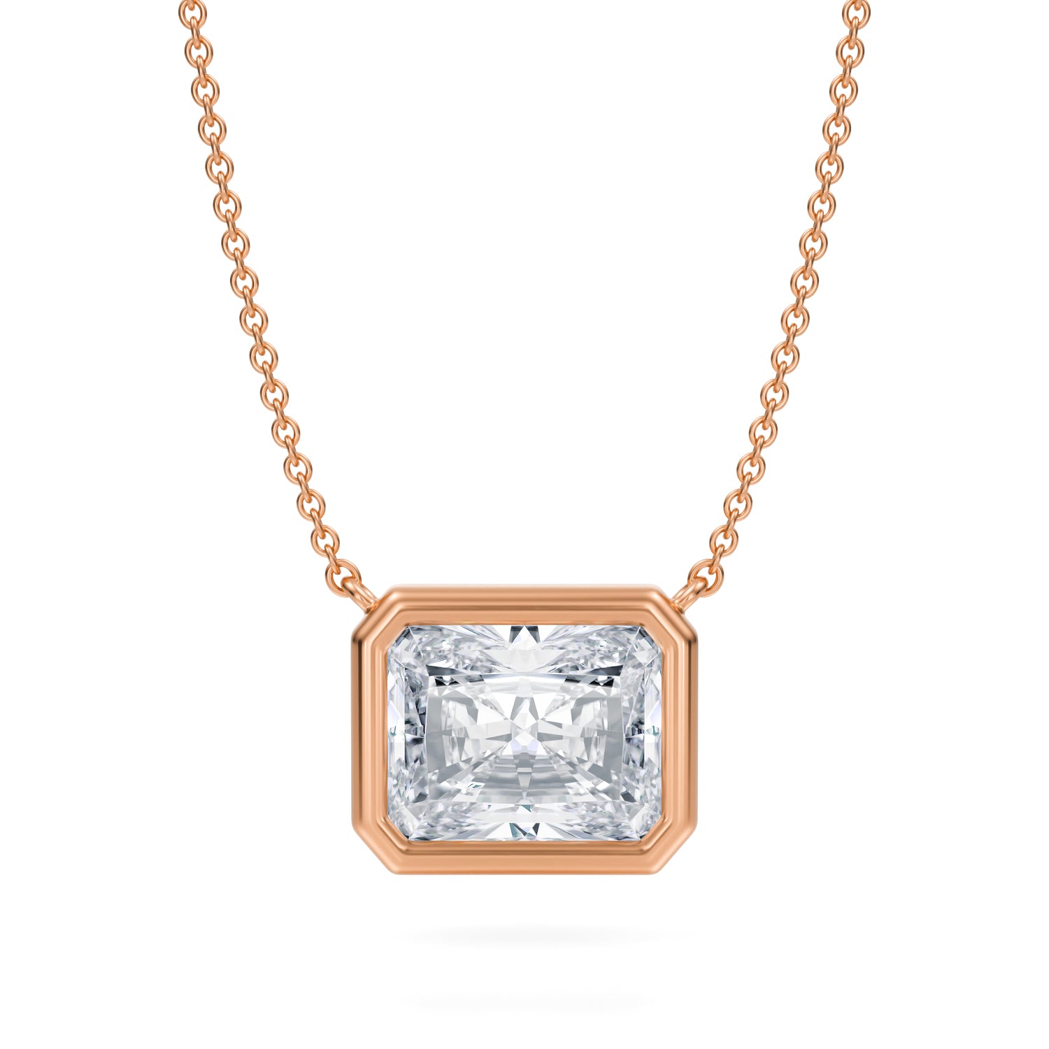 3.5 Carat Radiant Bezel Solitaire Pendant Necklace - Michael Gabriels