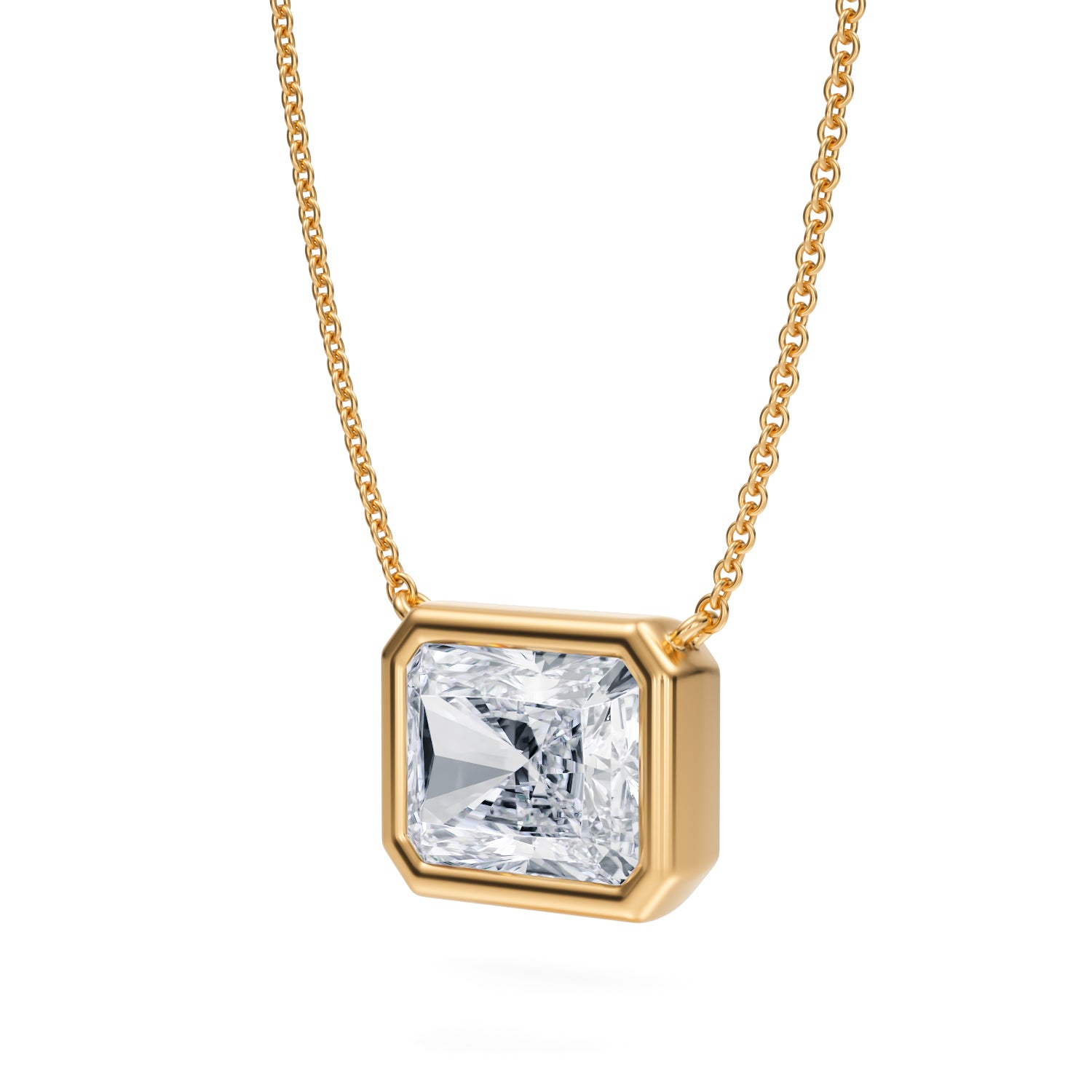 3.5 Carat Radiant Bezel Solitaire Pendant Necklace - Michael Gabriels