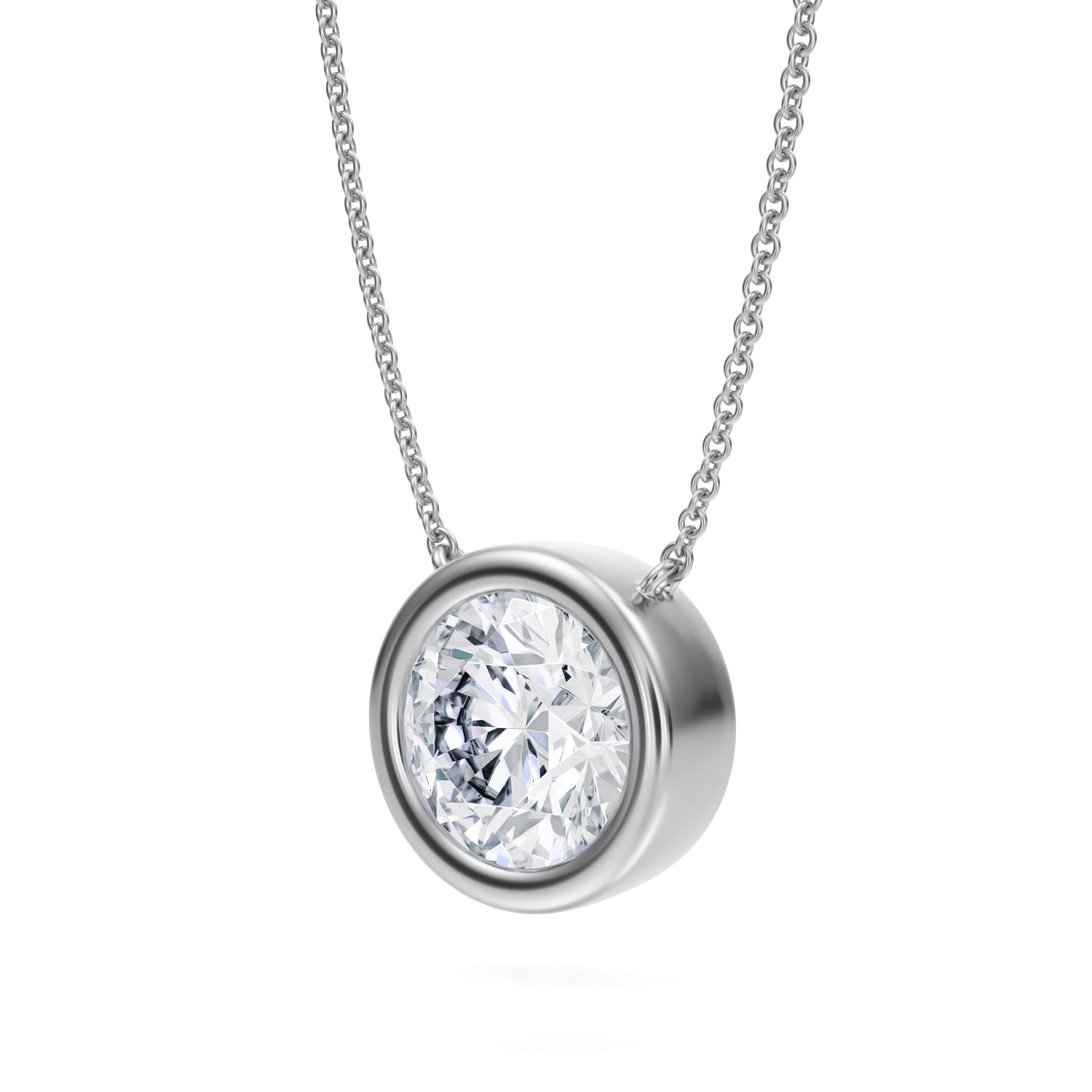 3.5 Carat Round Bezel Solitaire Pendant Necklace - Michael Gabriels