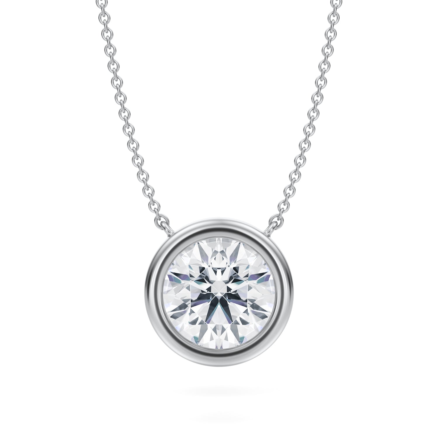 3.5 Carat Round Bezel Solitaire Pendant Necklace - Michael Gabriels