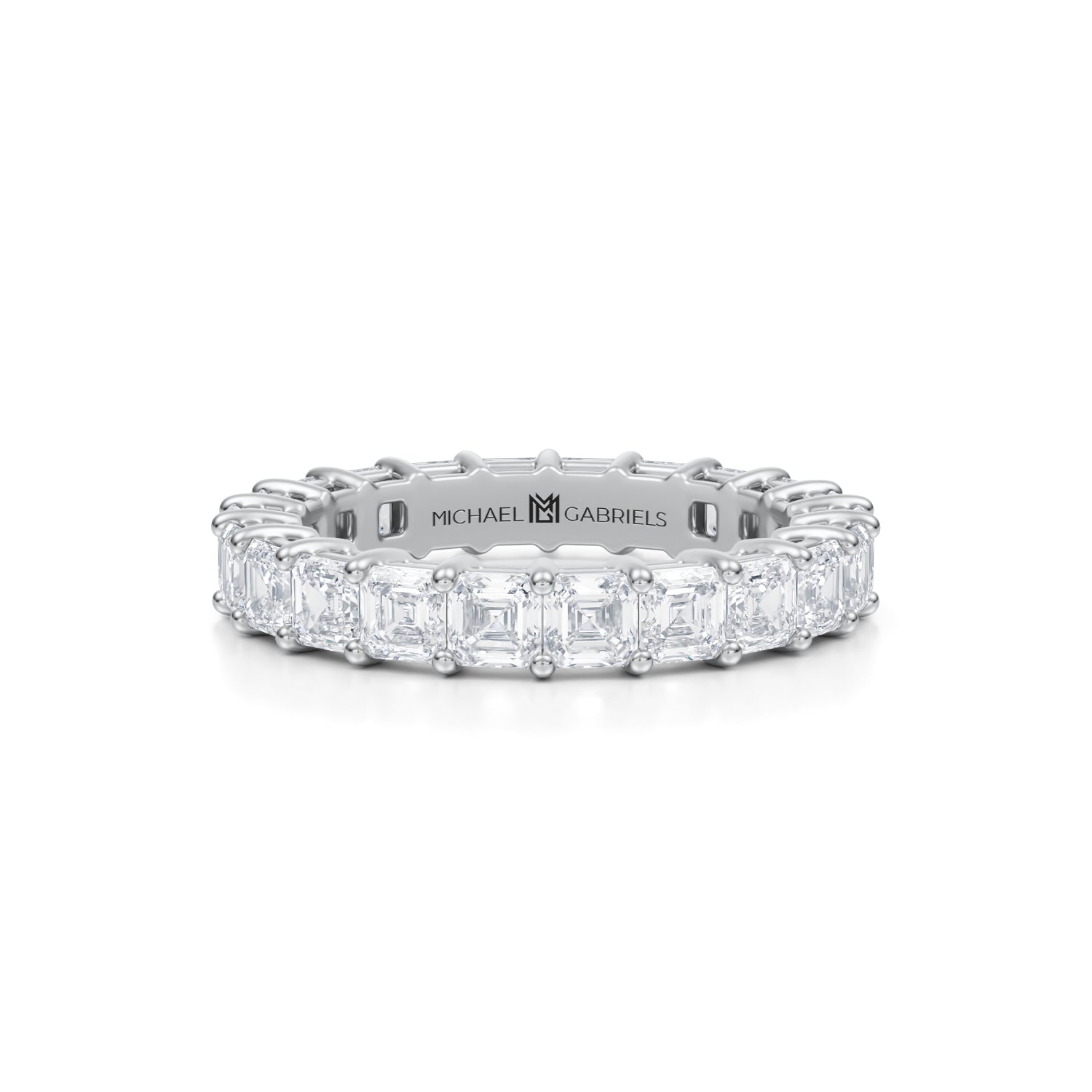 3 Carat Asscher Cut Lab Grown Diamond Basket Eternity Band - Michael Gabriels
