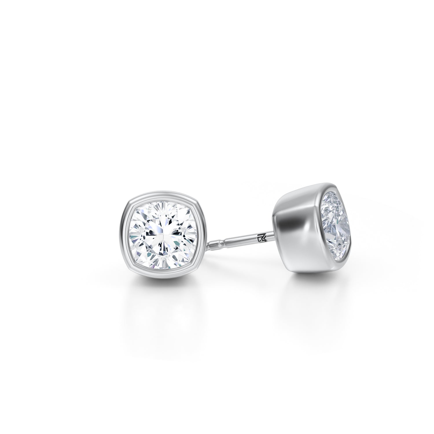 3 Carat Cushion Bezel Stud Lab Grown Diamond Earrings - Michael Gabriels