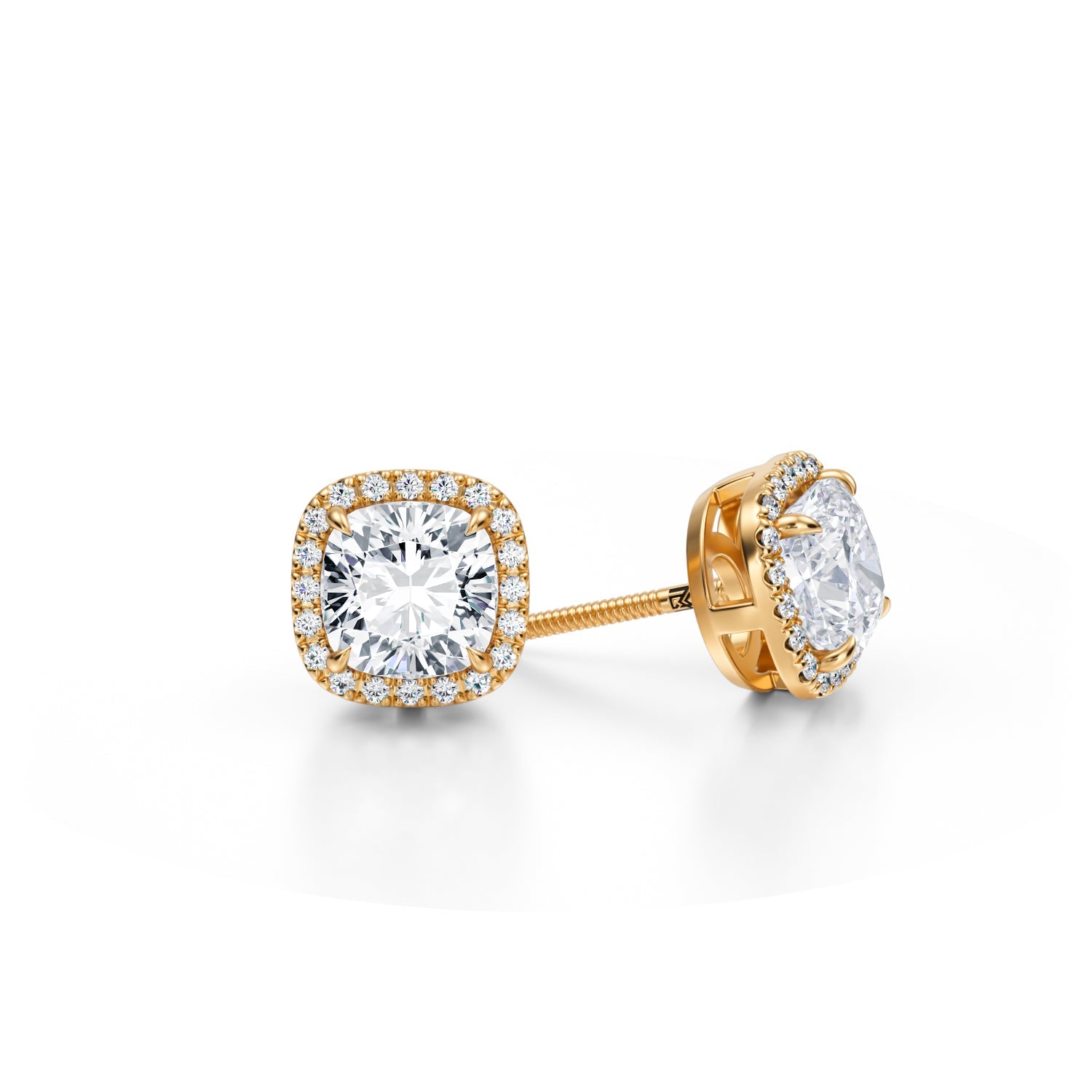 3 Carat Cushion Halo Stud Earrings - Michael Gabriels