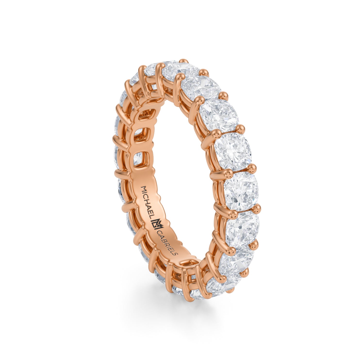3 Carat Cushion Lab Grown Diamond Basket Eternity Band - Michael Gabriels