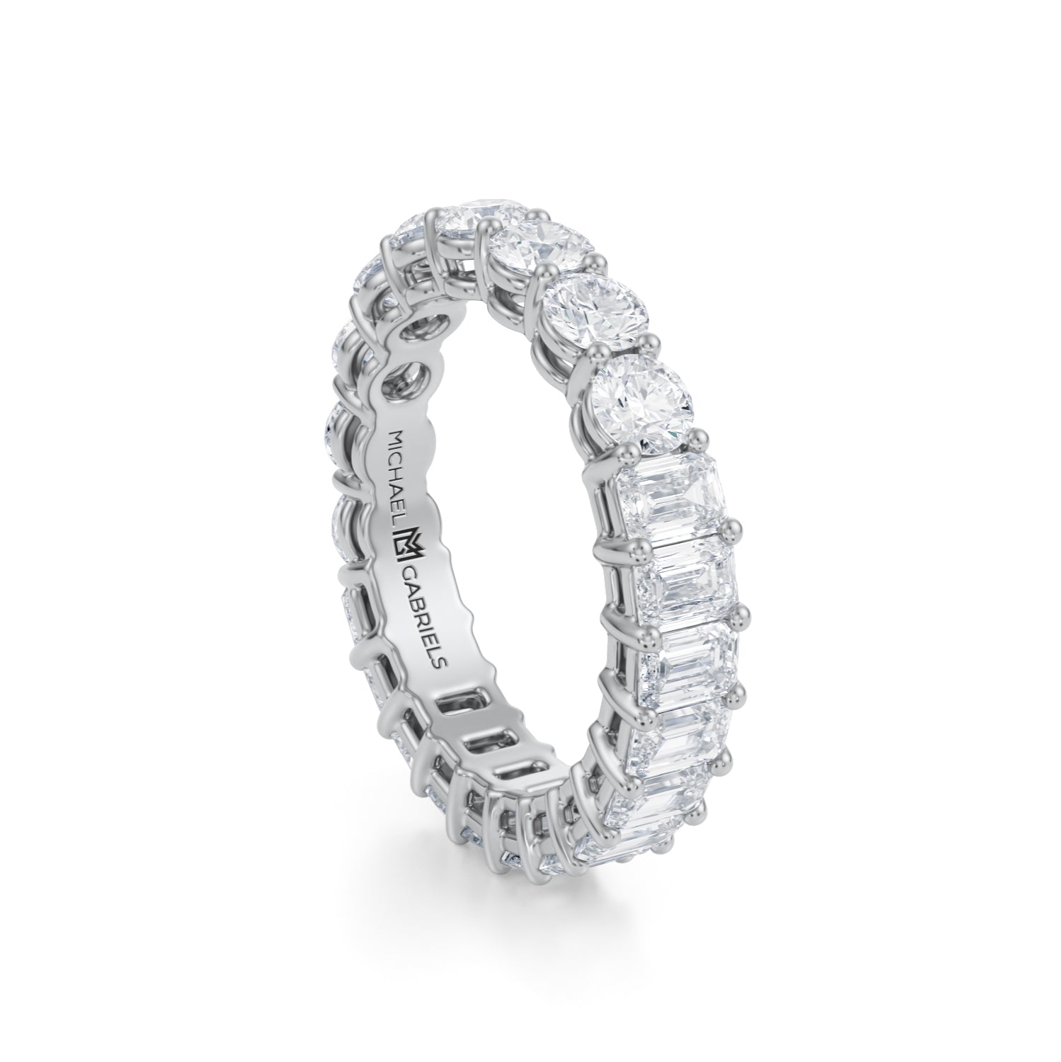 3 Carat Emerald And Round Eternity Ring - Michael Gabriels