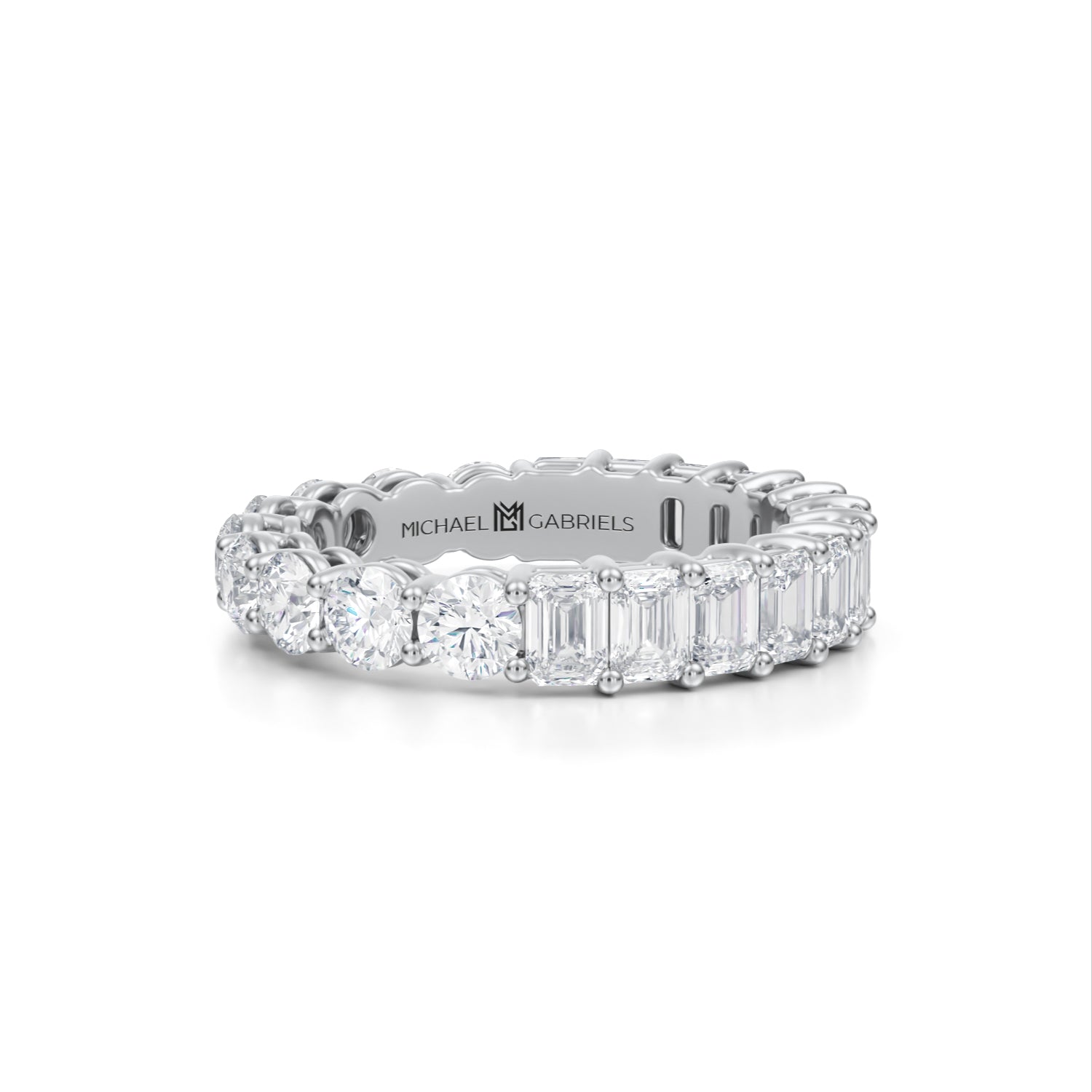 3 Carat Emerald And Round Eternity Ring - Michael Gabriels