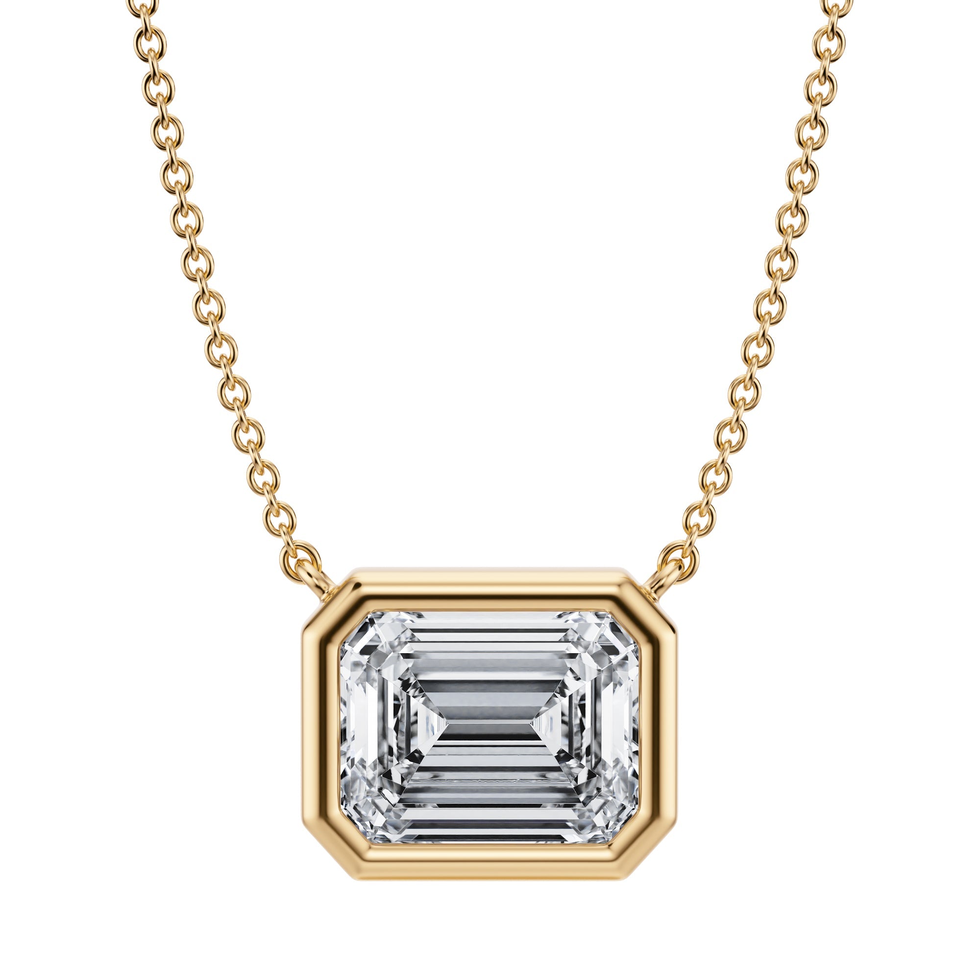 3 Carat Emerald Bezel Solitaire Pendant Necklace - Michael Gabriels