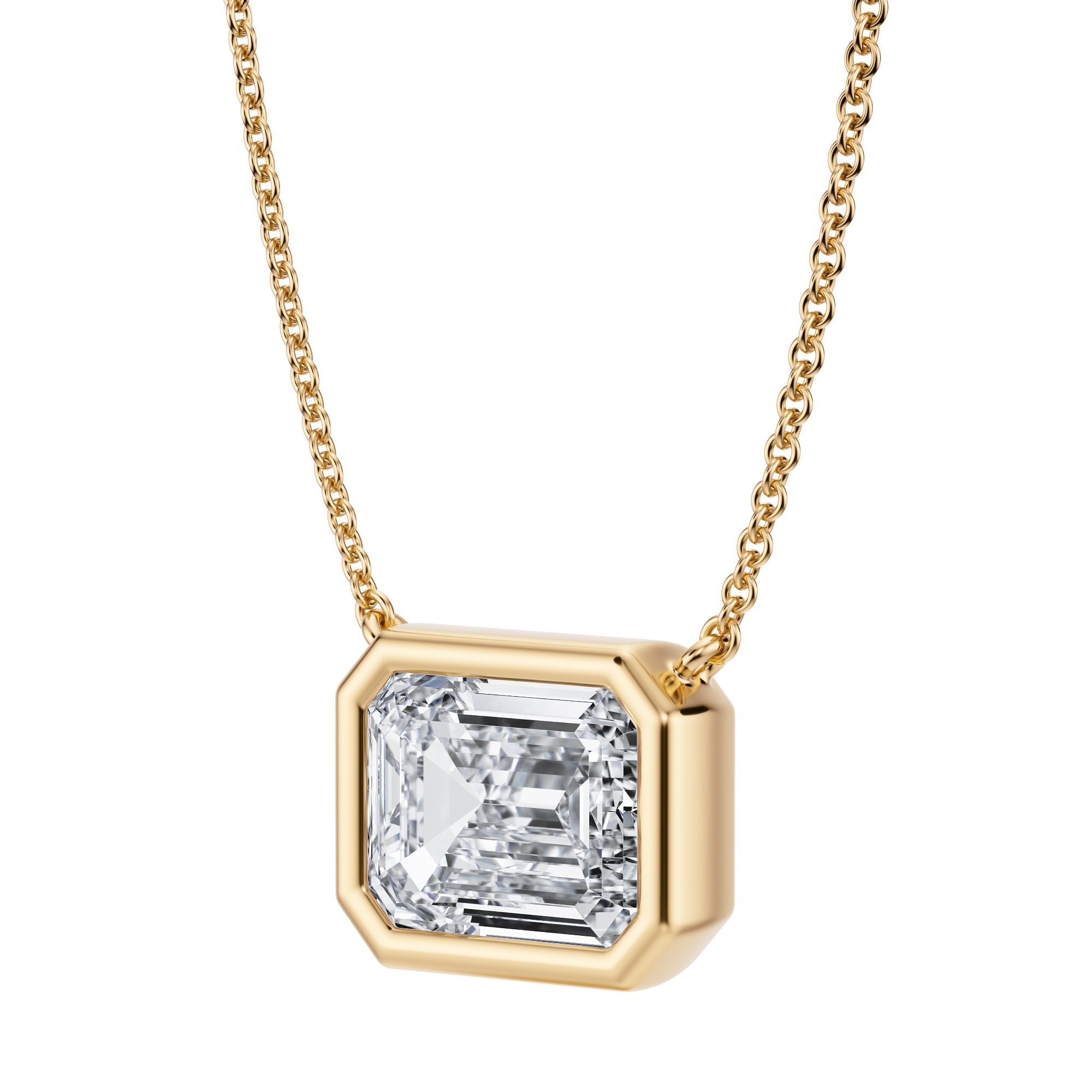 3 Carat Emerald Bezel Solitaire Pendant Necklace - Michael Gabriels