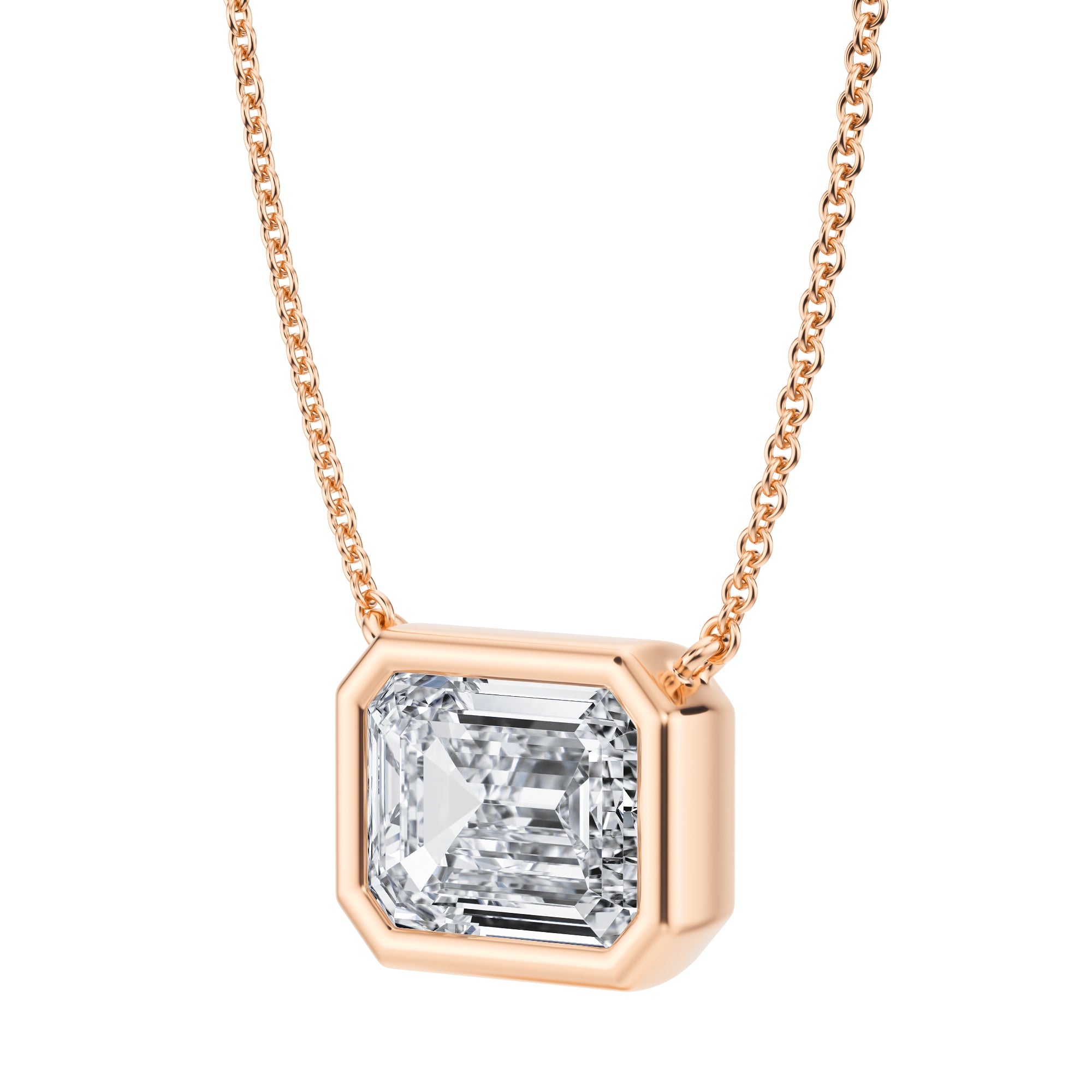 3 Carat Emerald Bezel Solitaire Pendant Necklace - Michael Gabriels