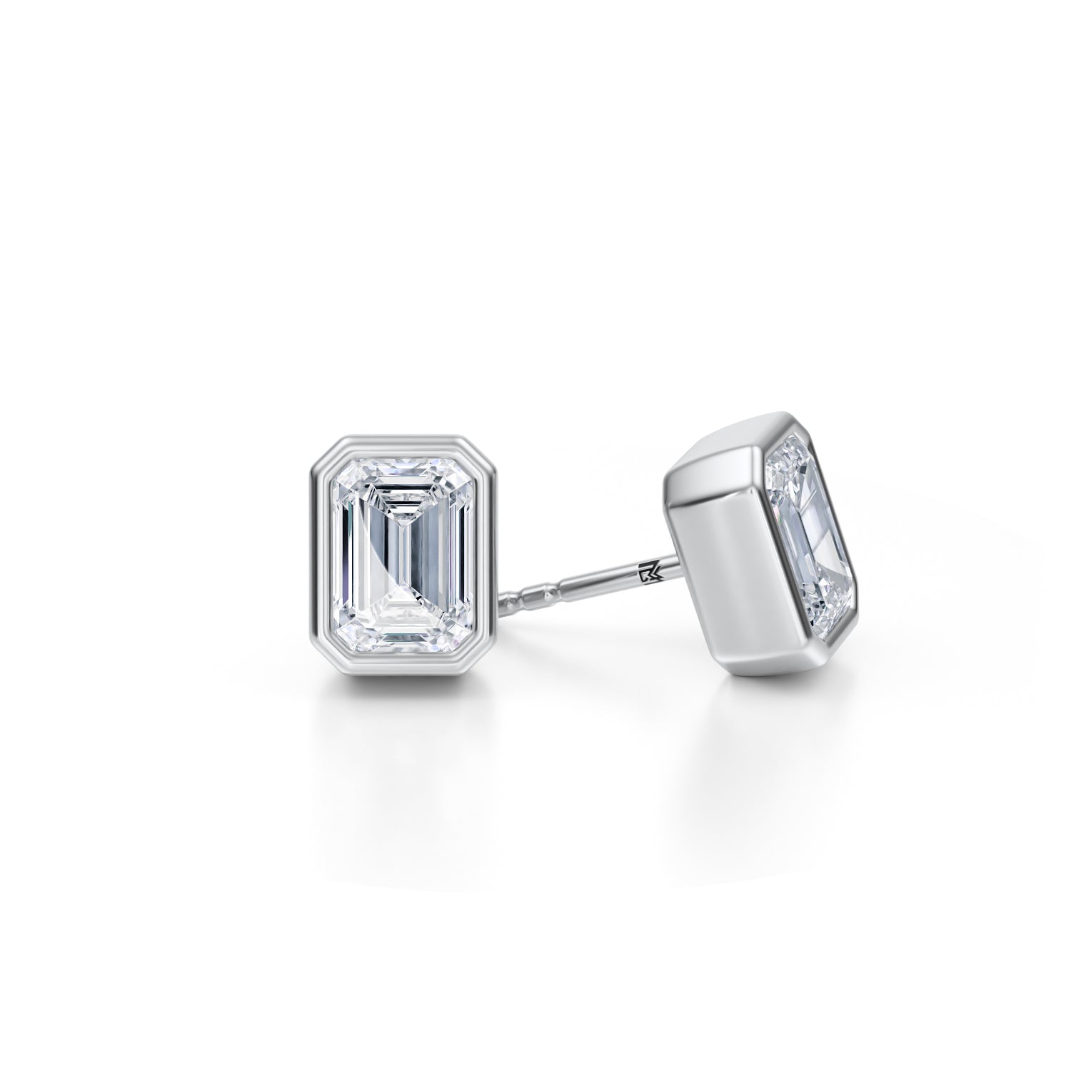 3 Carat Emerald Bezel Stud Lab Grown Diamond Earrings - Michael Gabriels