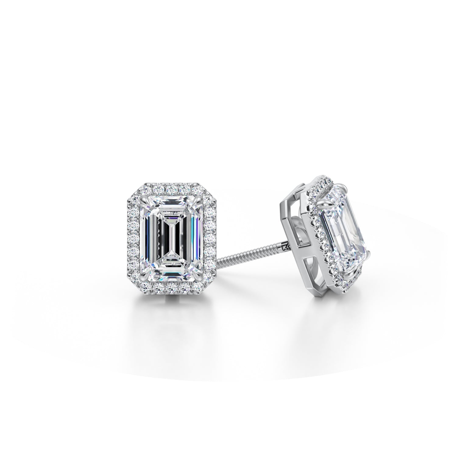 3 Carat Emerald Halo Stud Earrings - Michael Gabriels