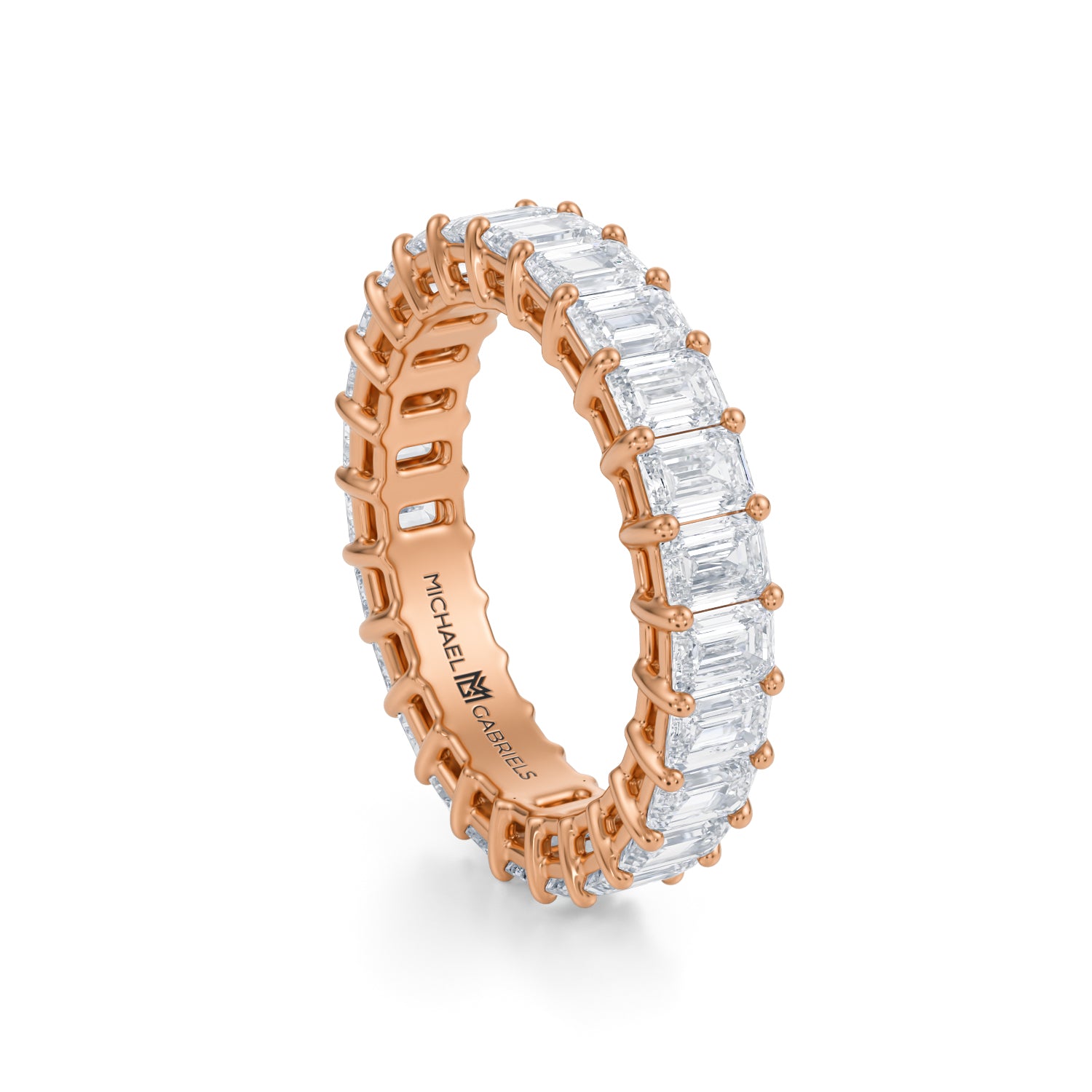 3 Carat Emerald Lab Grown Diamond Basket Eternity Band - Michael Gabriels