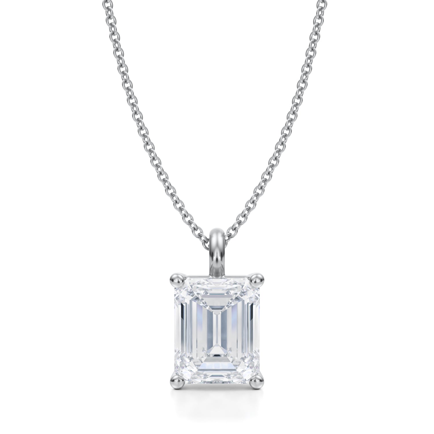 3 Carat Emerald Lab Grown Diamond Solitaire Pendant - Michael Gabriels