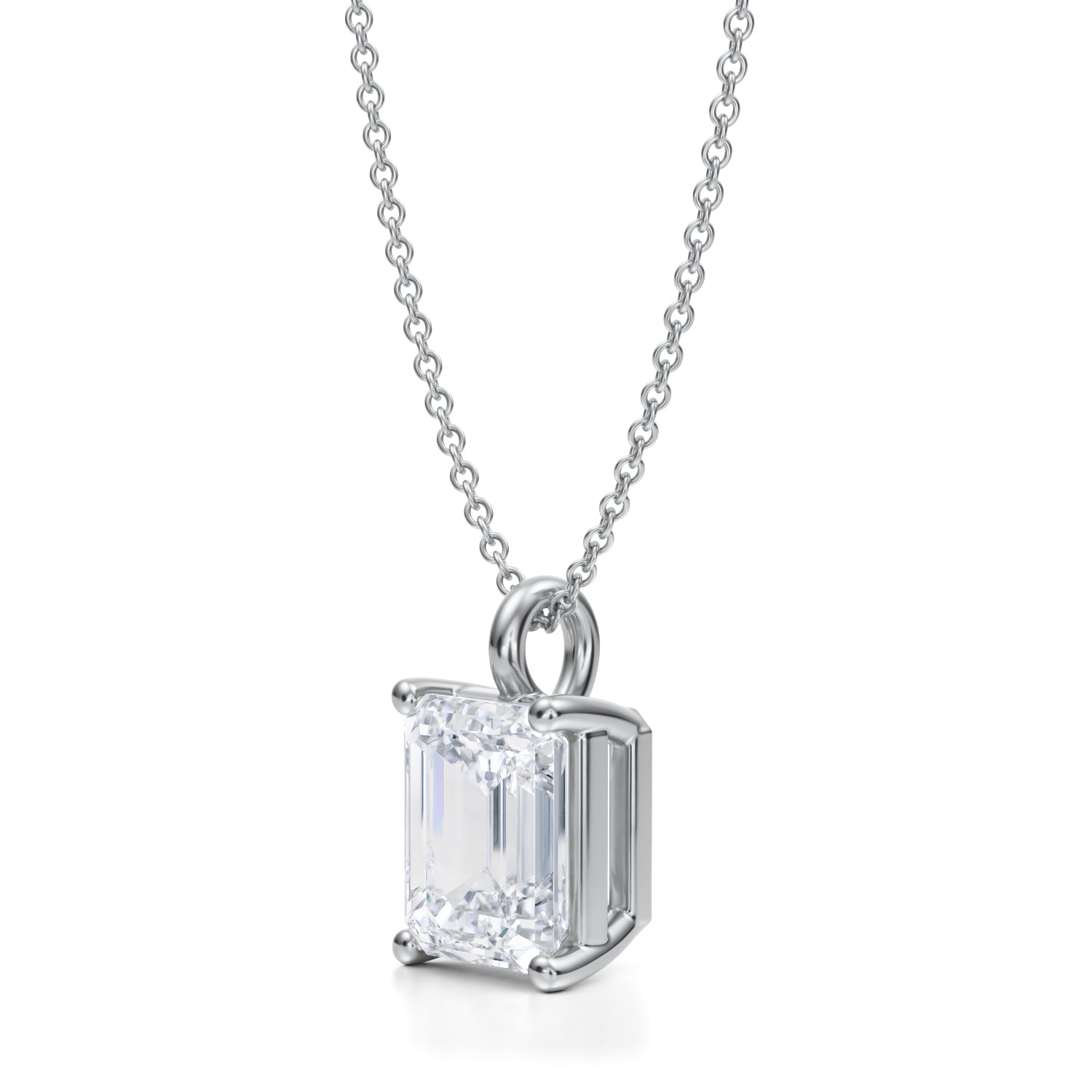 3 Carat Emerald Lab Grown Diamond Solitaire Pendant - Michael Gabriels