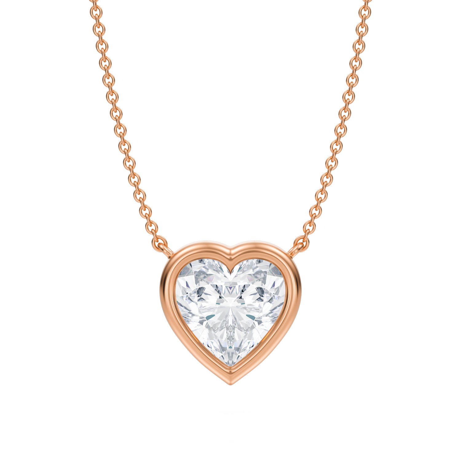 3 Carat Heart Shape Bezel Solitaire Pendant Necklace - Michael Gabriels