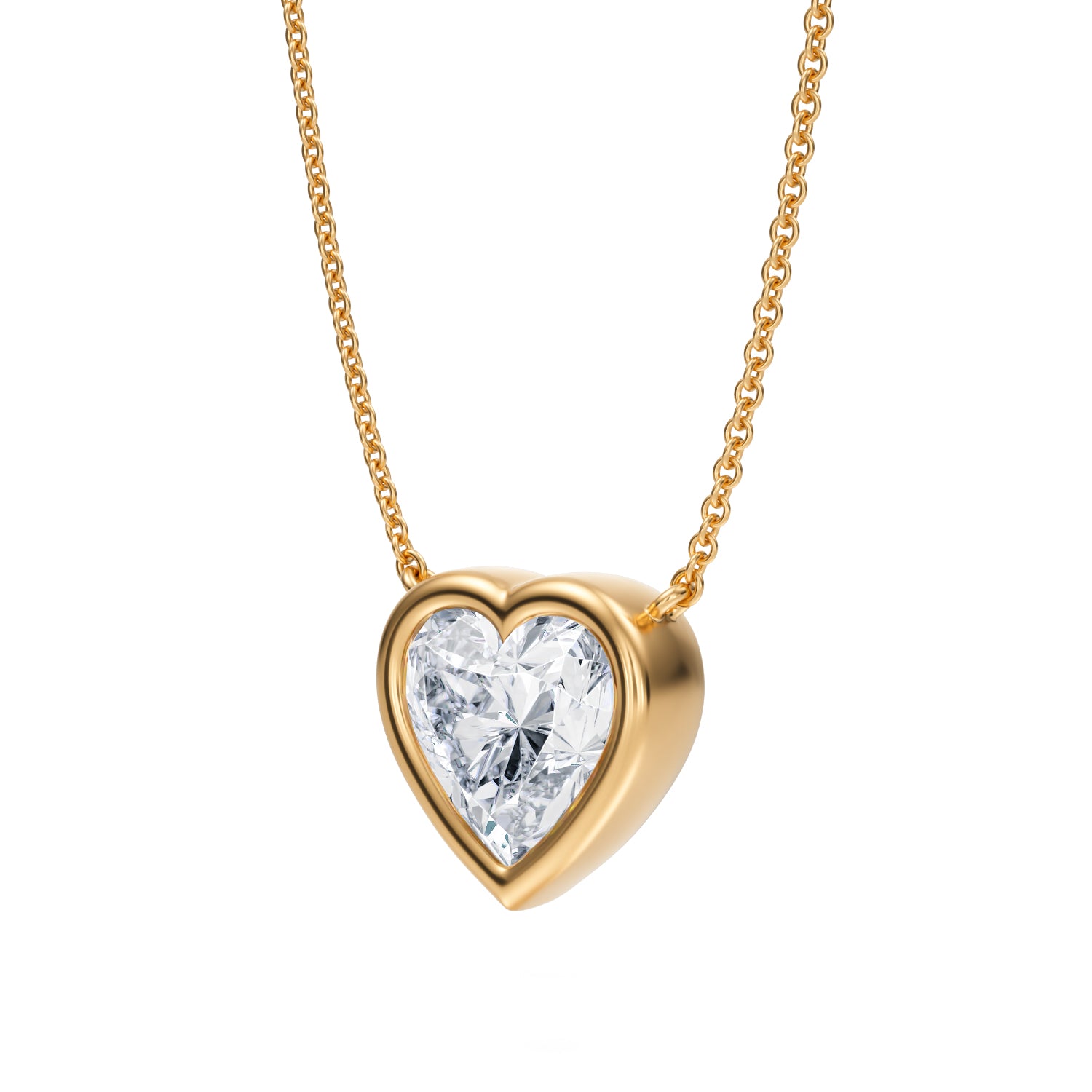 3 Carat Heart Shape Bezel Solitaire Pendant Necklace - Michael Gabriels