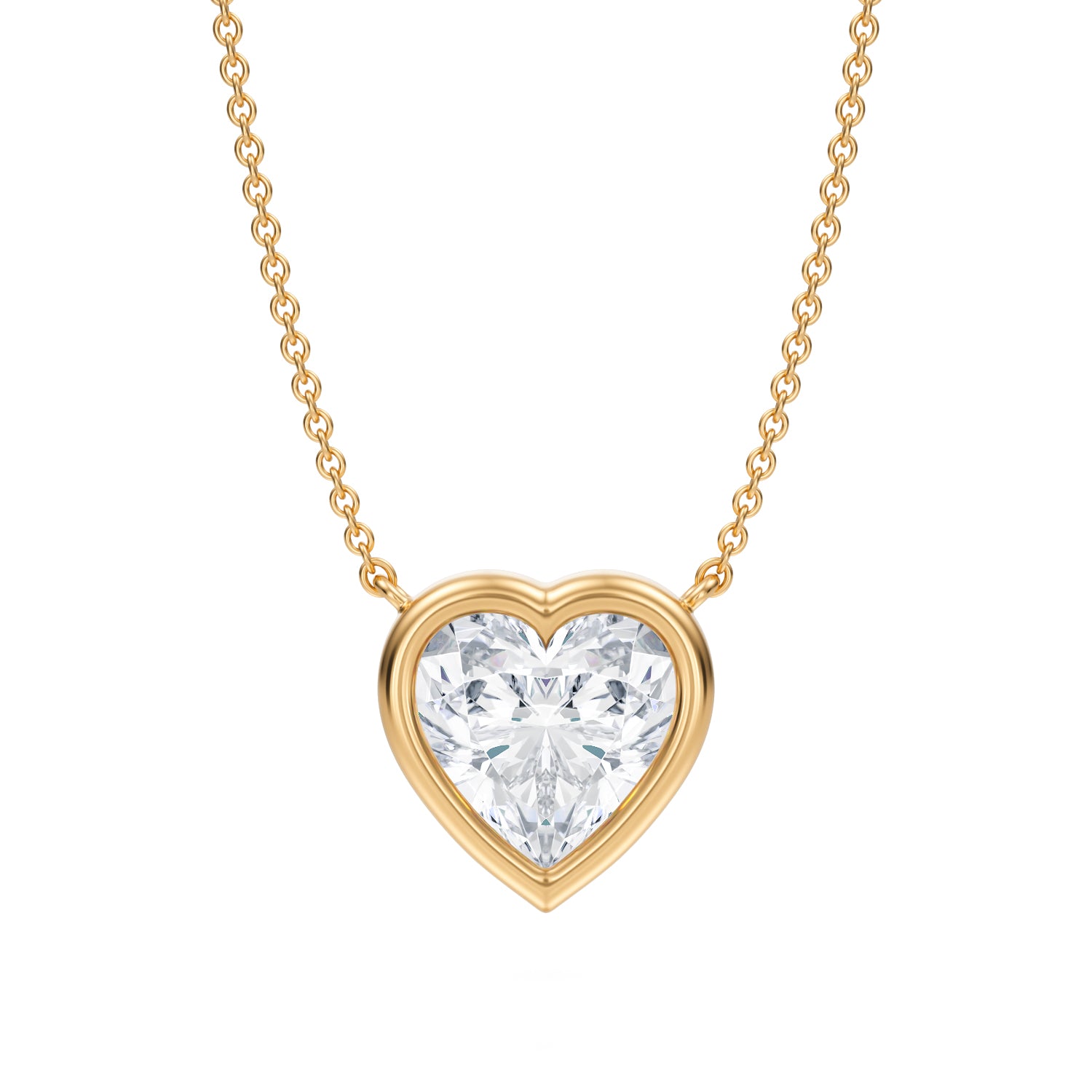 3 Carat Heart Shape Bezel Solitaire Pendant Necklace - Michael Gabriels